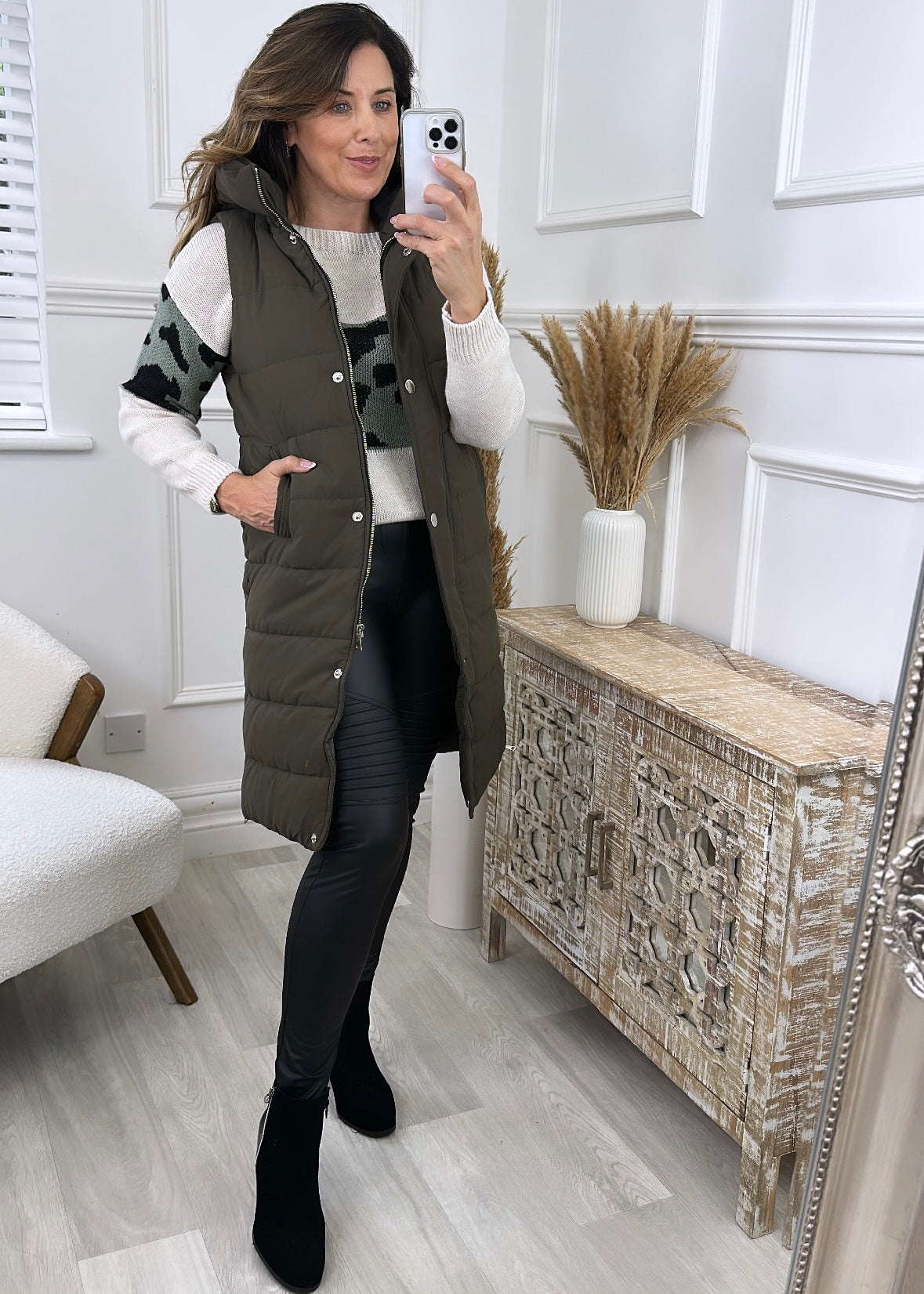 Solve Khaki Longline Puffer Gilet