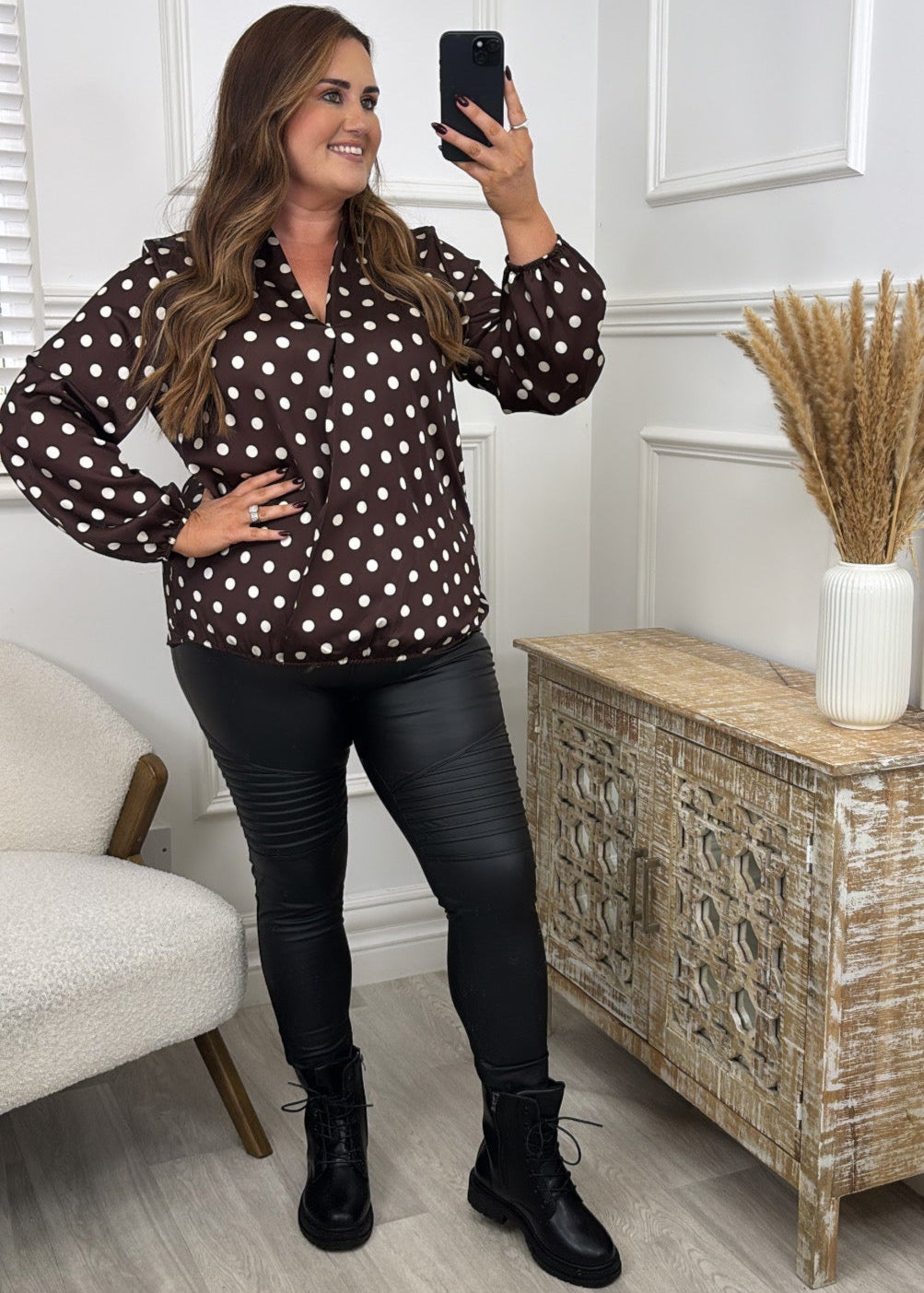 Marguerite Brown Polka Dot Blouse