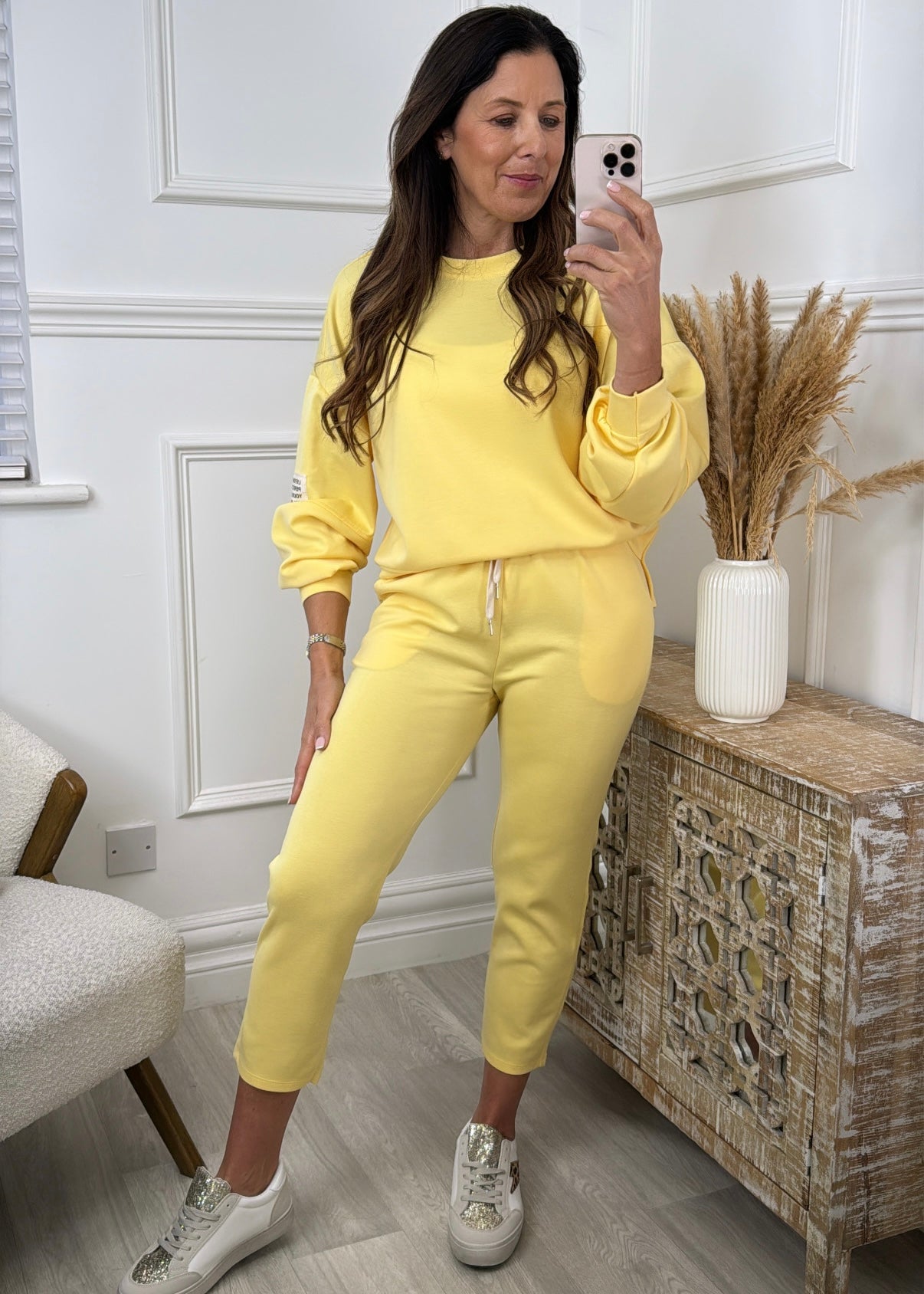 Liana Yellow Dropped Sleeved Sweatshirt Set