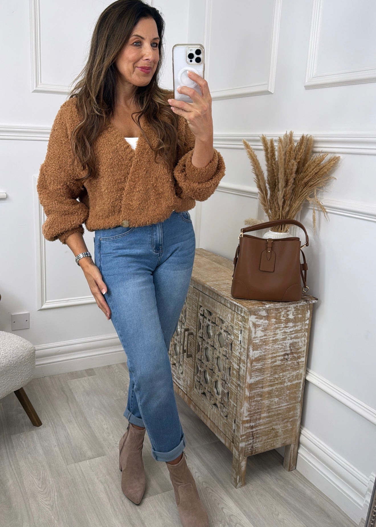 Daryl Tobacco Two Button Cardigan