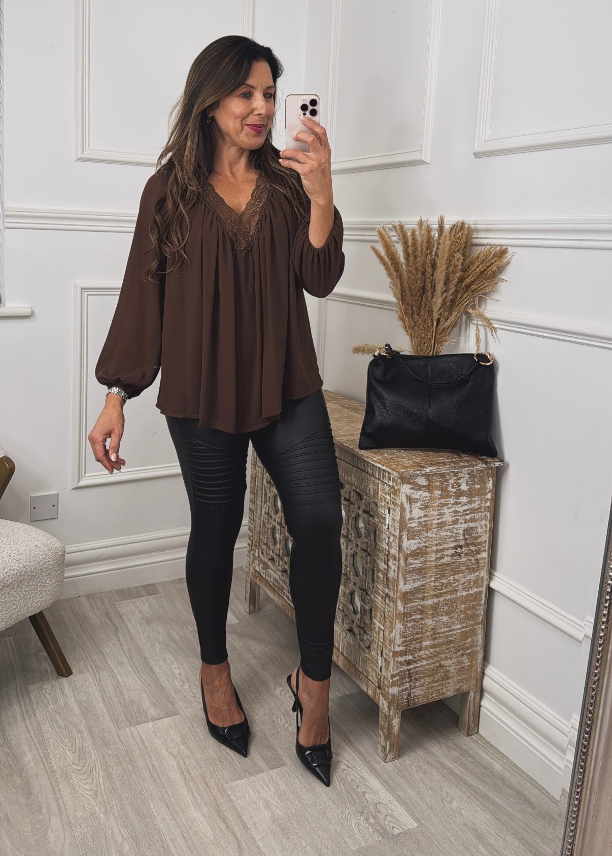 Martha Brown V-Neck Top