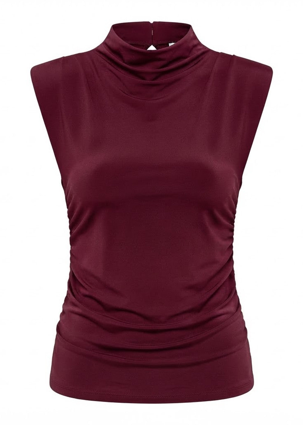 Delia Wine Shoulder Pad Top