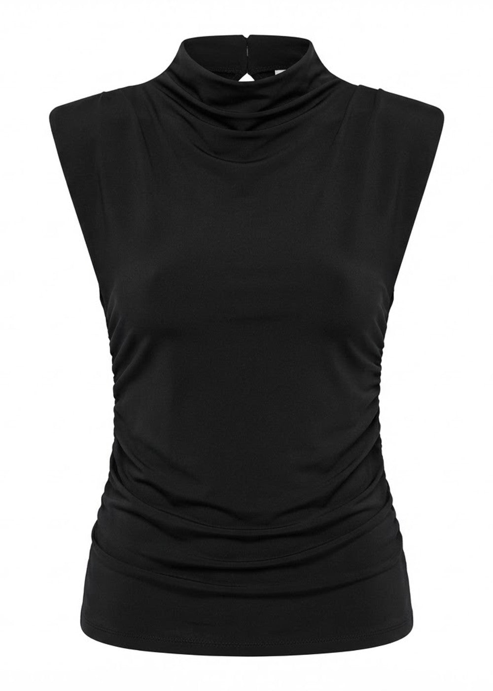 Delia Black Shoulder Pad Top
