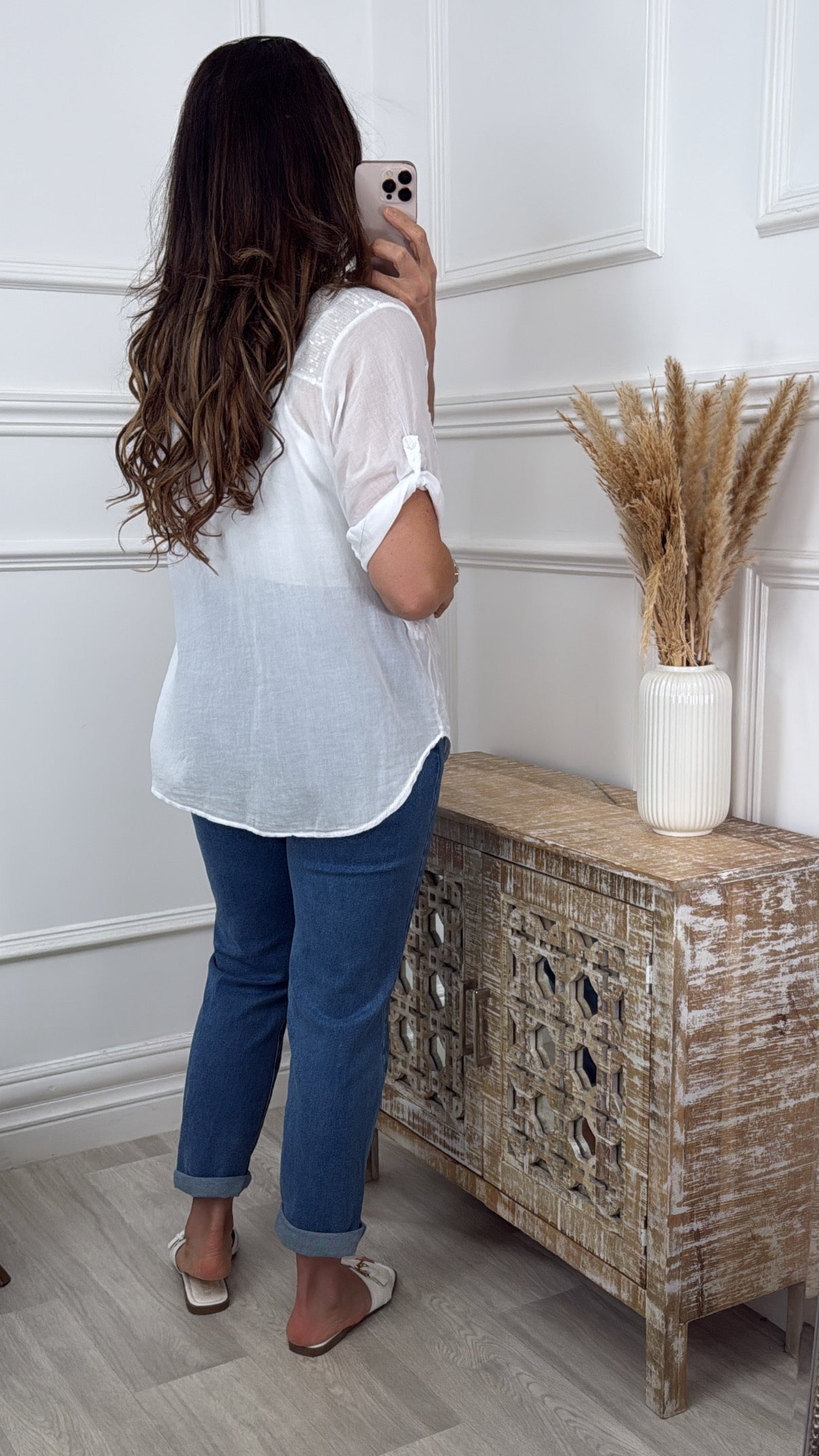Martina White Crochet Detail Blouse