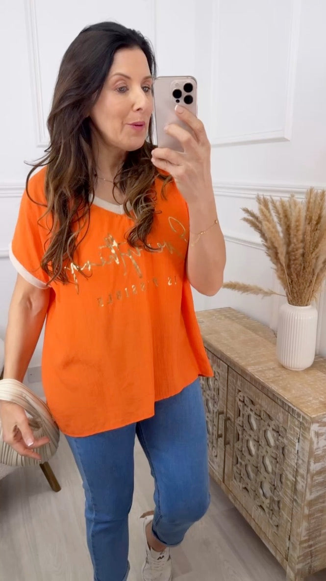 Nancy Orange Everything is Possible Top