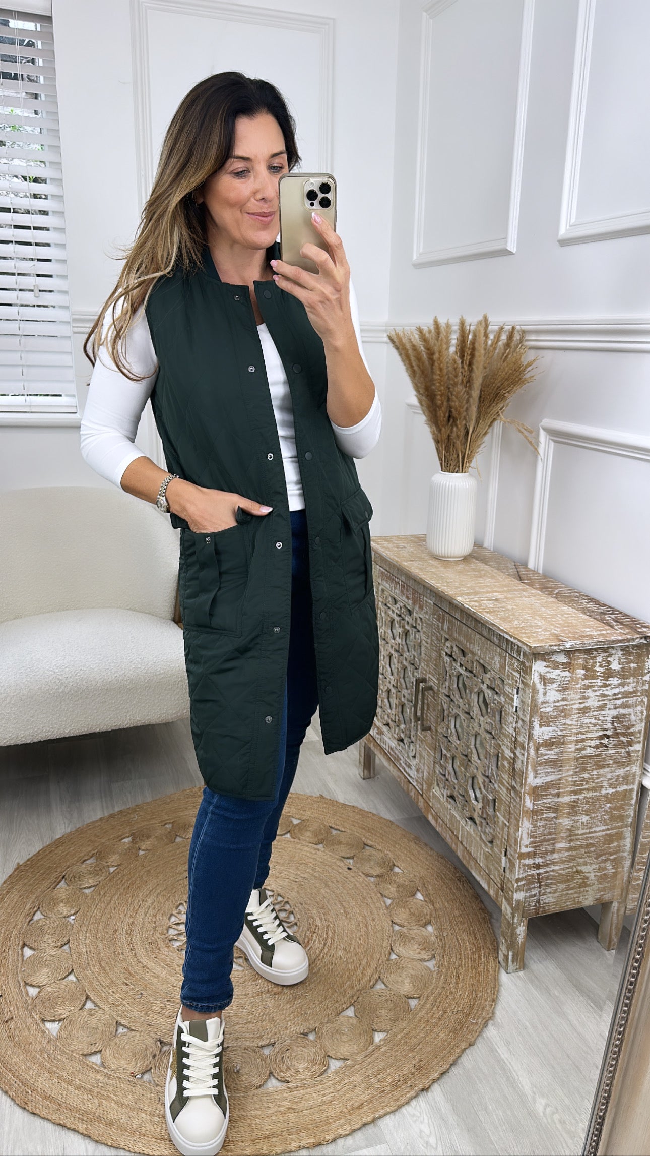 Nola Dark Green Quilted Gilet