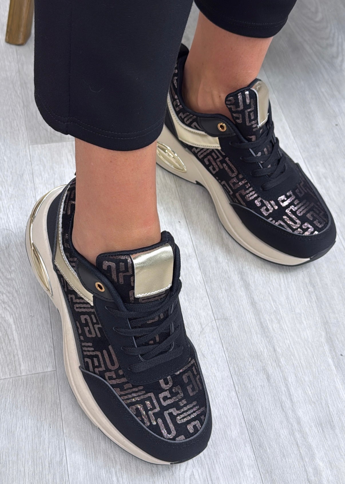Molly Black Chunky Sole Trainers