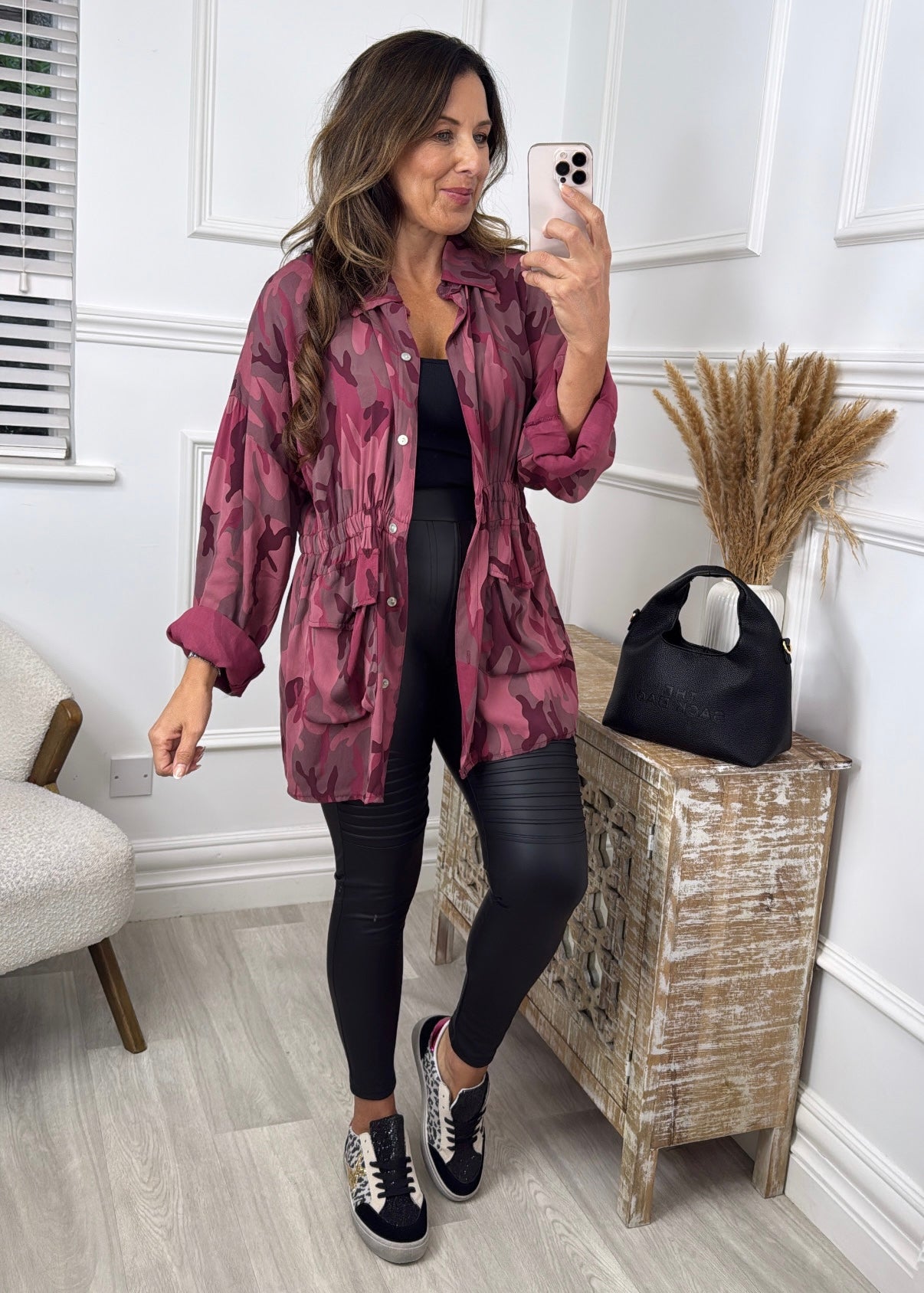 Keira Wine Pocket Cargo Shirt