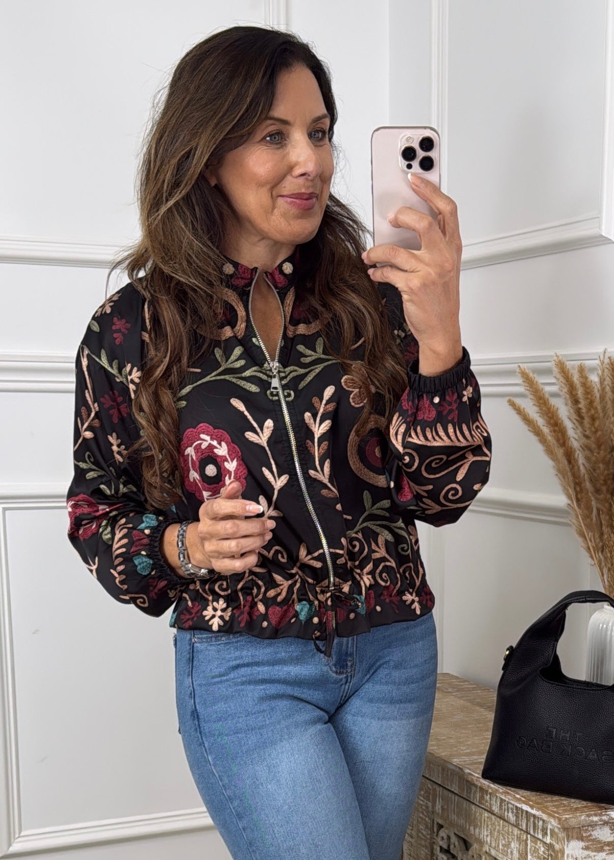 Carmen Black Print Bomber
