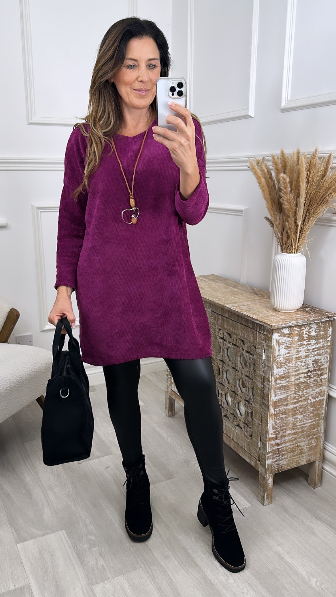Duana Purple Velour Necklace Tunic