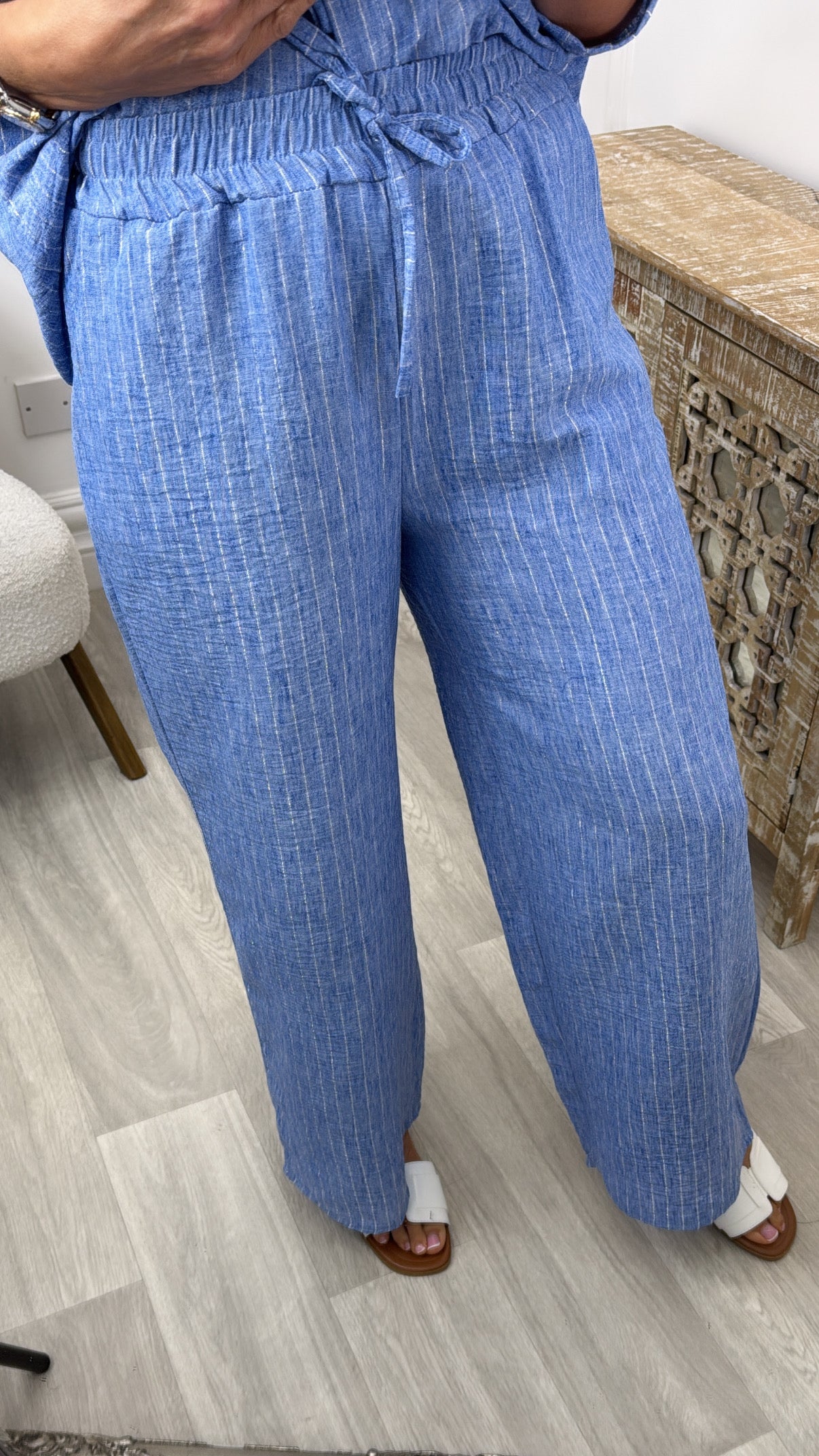 Rihanna Blue Striped Set