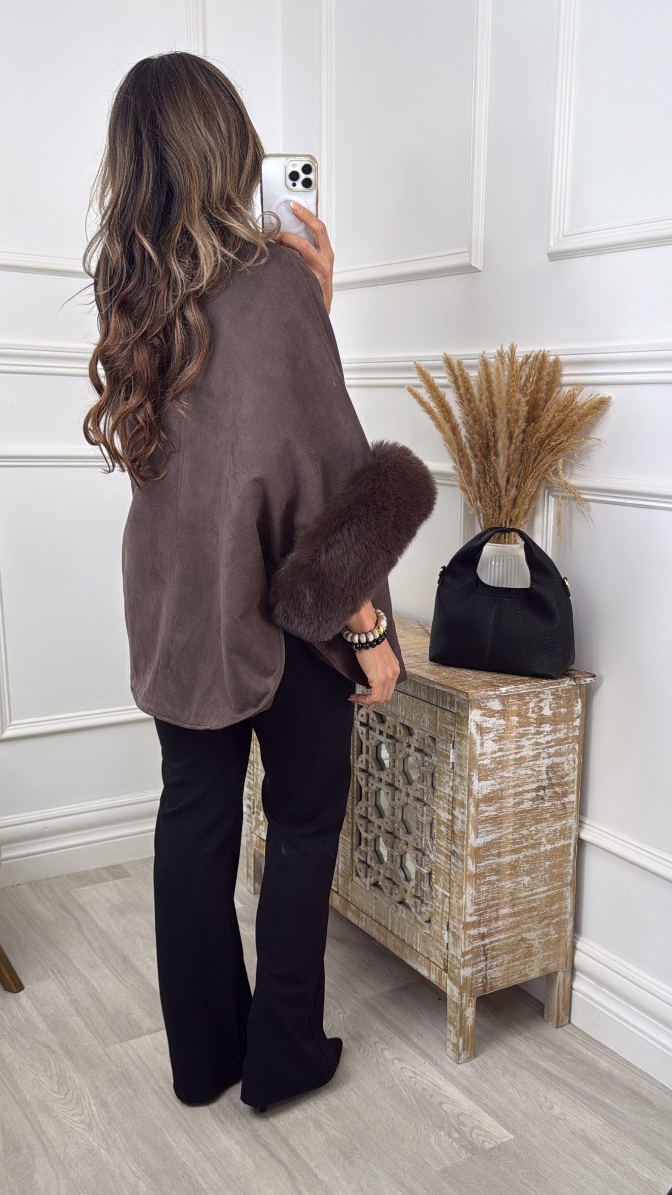 Nadia Brown Fur Cuff Jacket