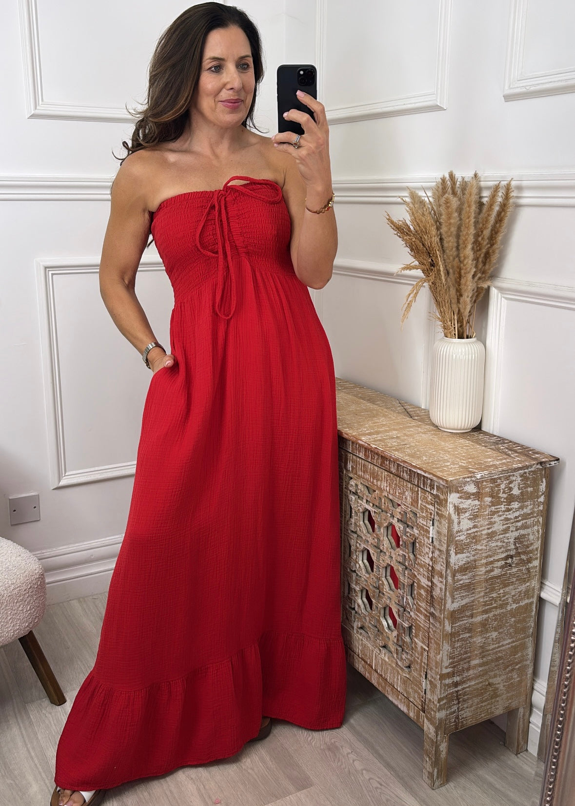 Aislinn Red Bandeau Maxi Dress