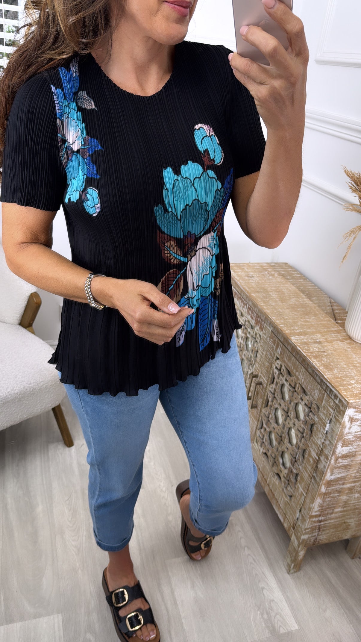 Edie Black Floral Top