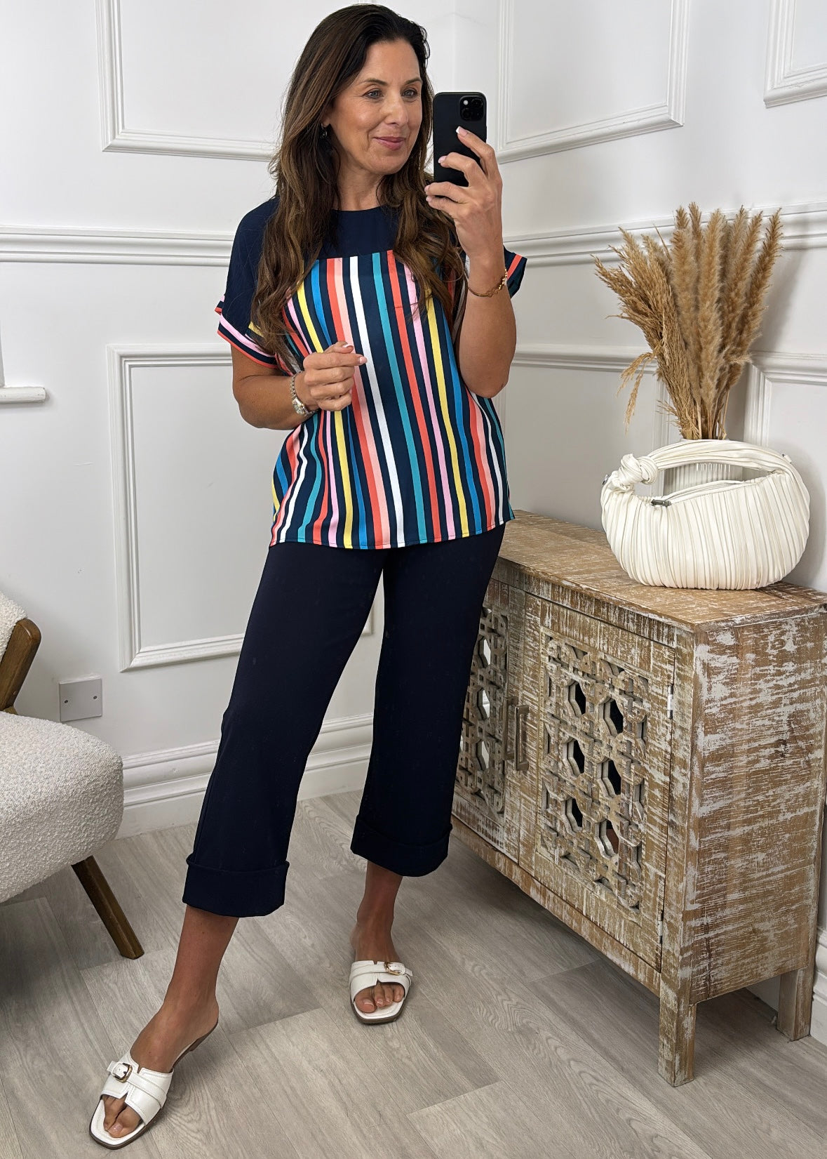 Caoimhe Navy Striped T-Shirt