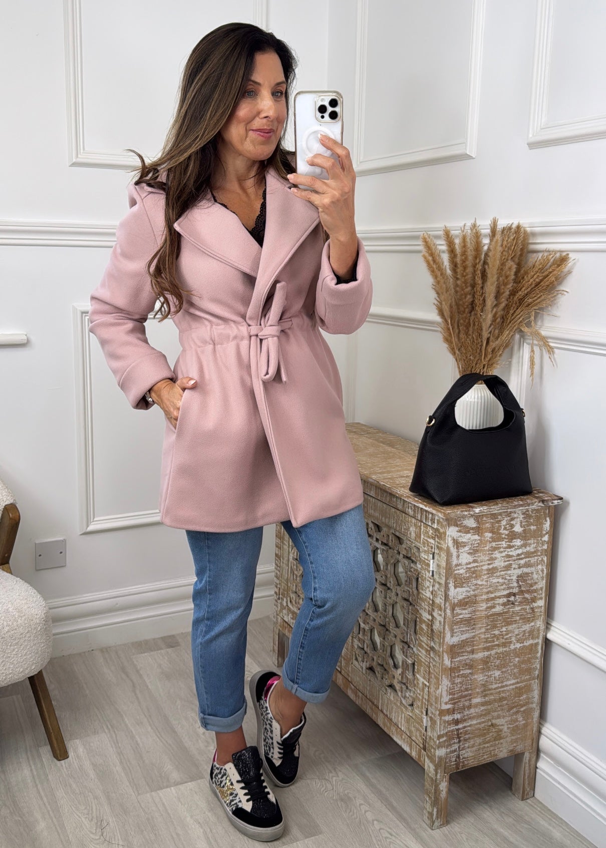 Rosie Baby Pink Belted Jacket