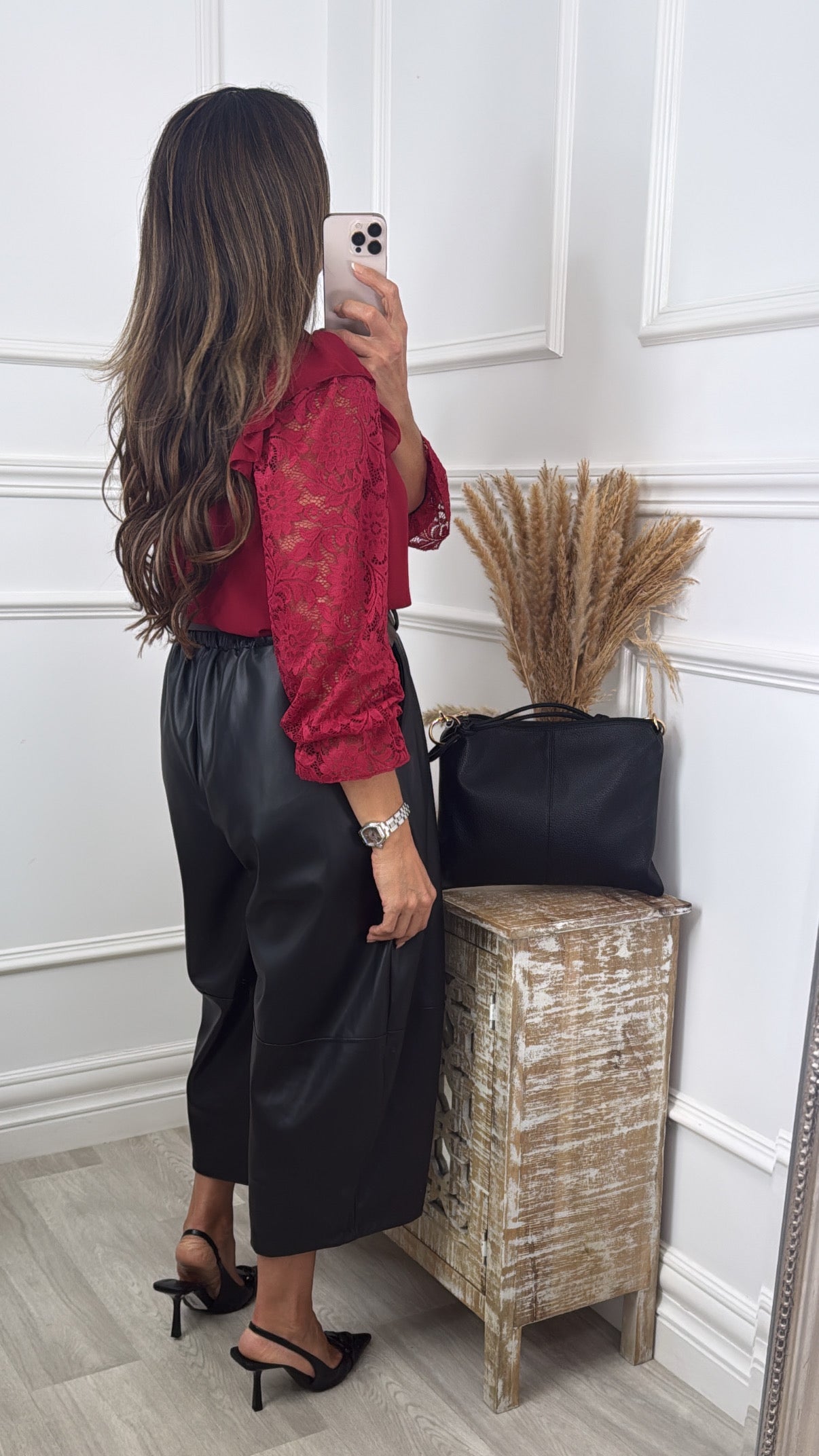 Abby Wine High Neck Top