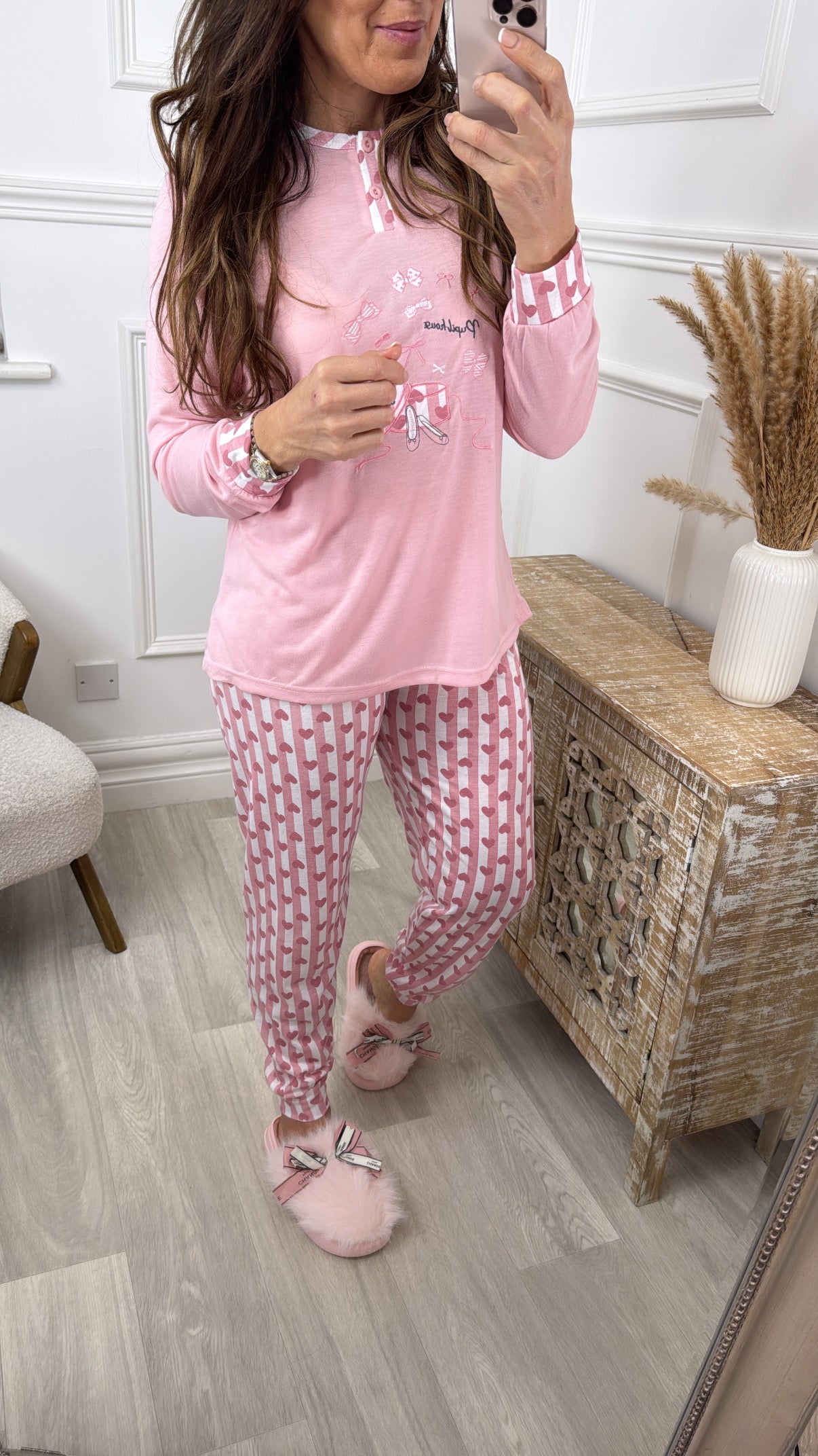 Donella Pink Embroidered Pajama