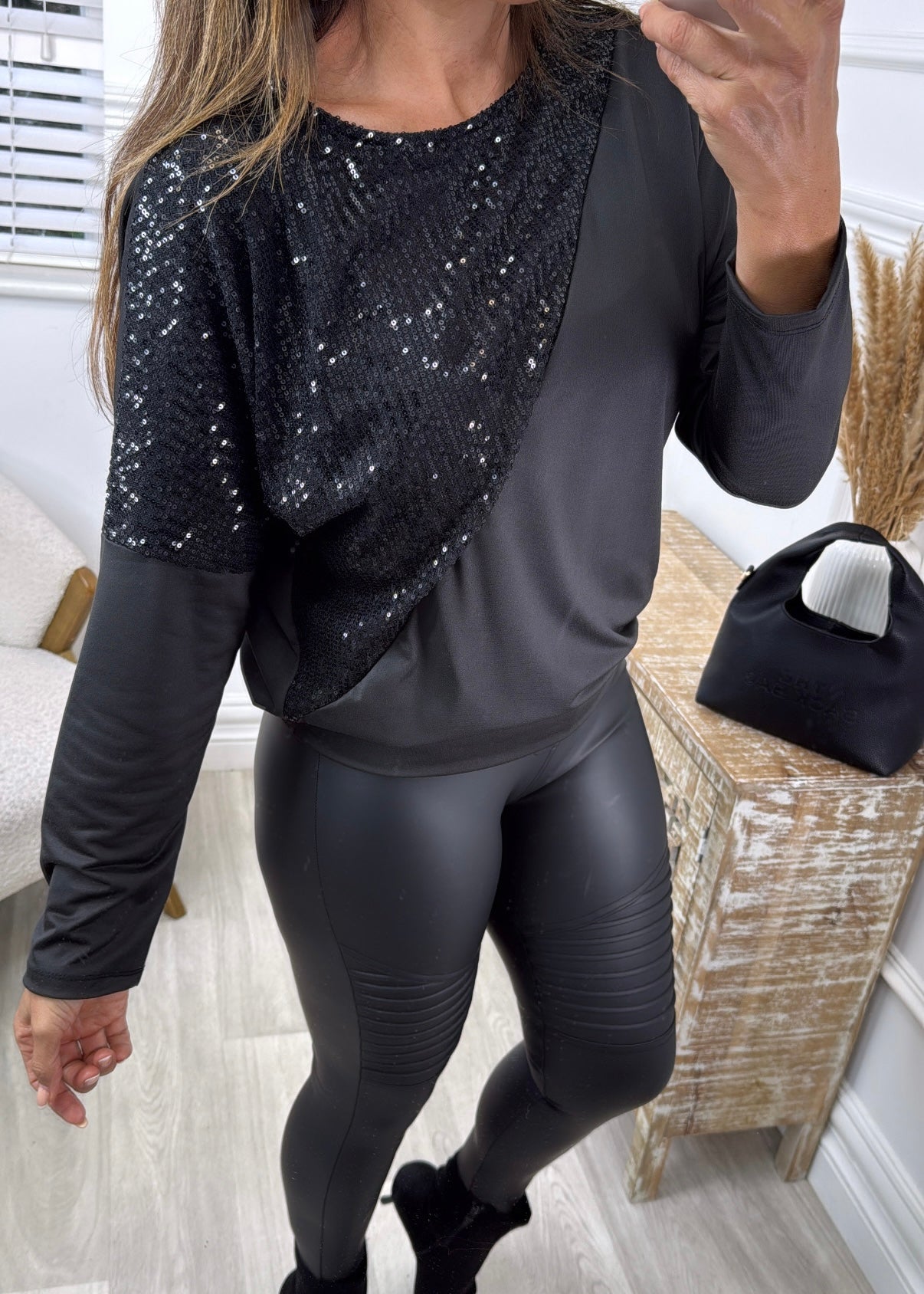 Kera Black Sequin Sweatshirt