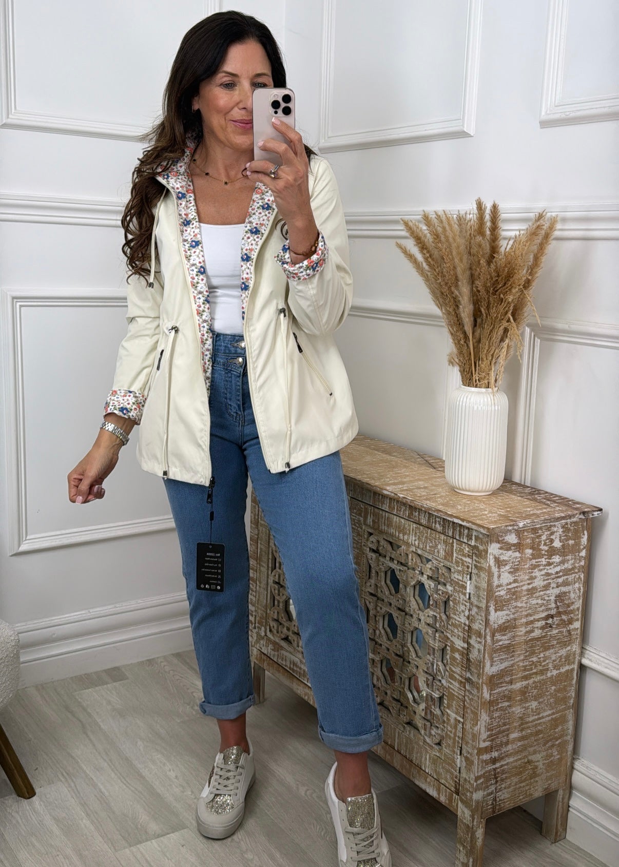 Dolores Beige Reversible Rain Jacket