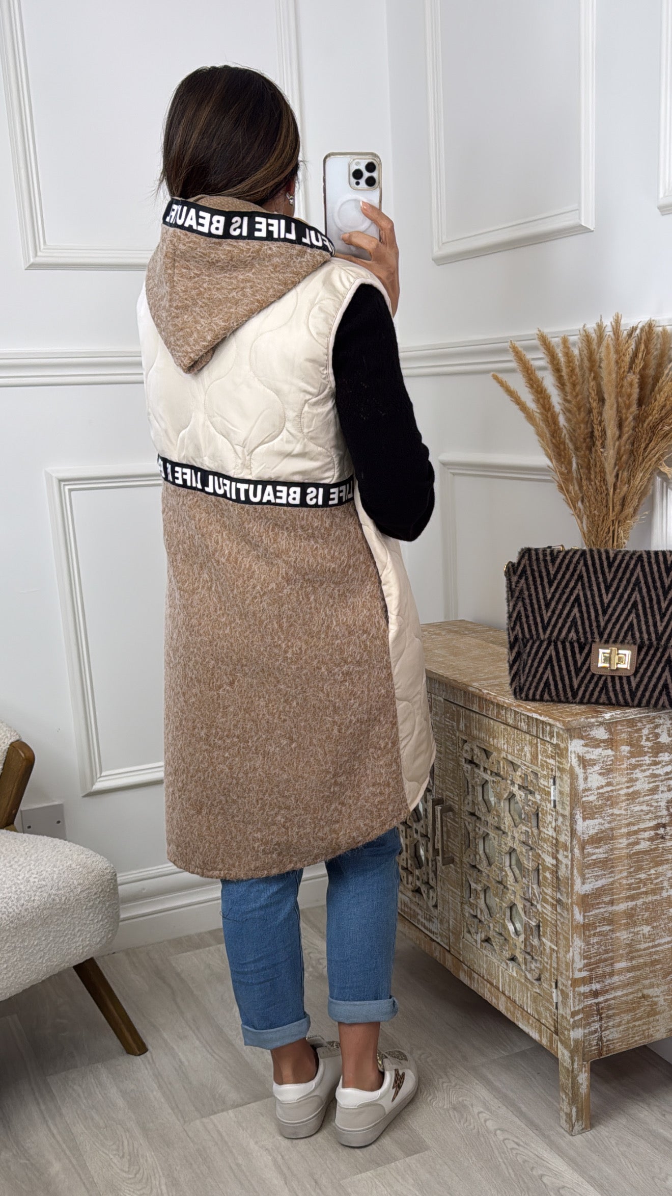 Ceoline Beige Gilet with Back Detail