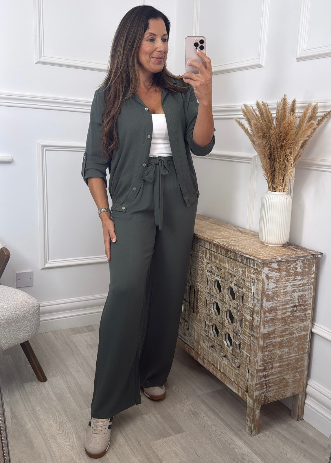 Michelle Khaki Pants and Top Set