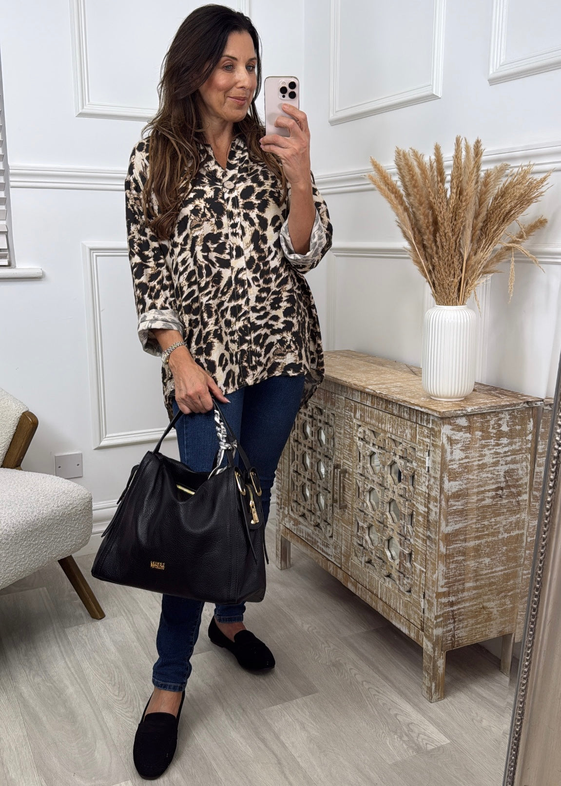 Maredith Beige Leopard Print Top