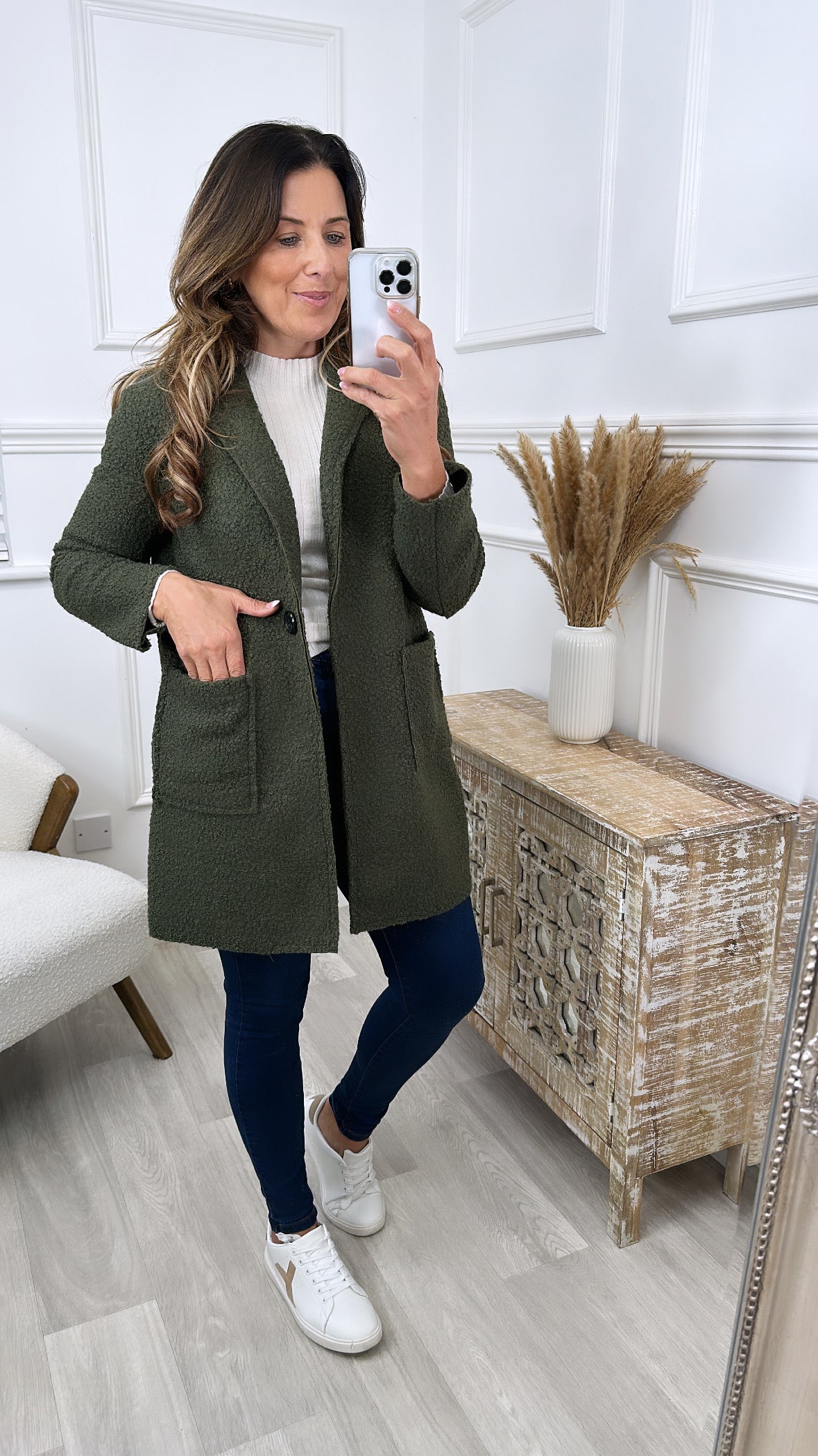 Judith Khaki One Button Coat