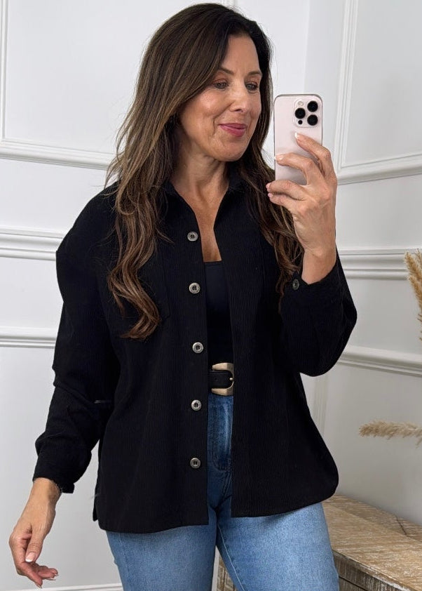 Scarlett Black Cord Pocket Shirt