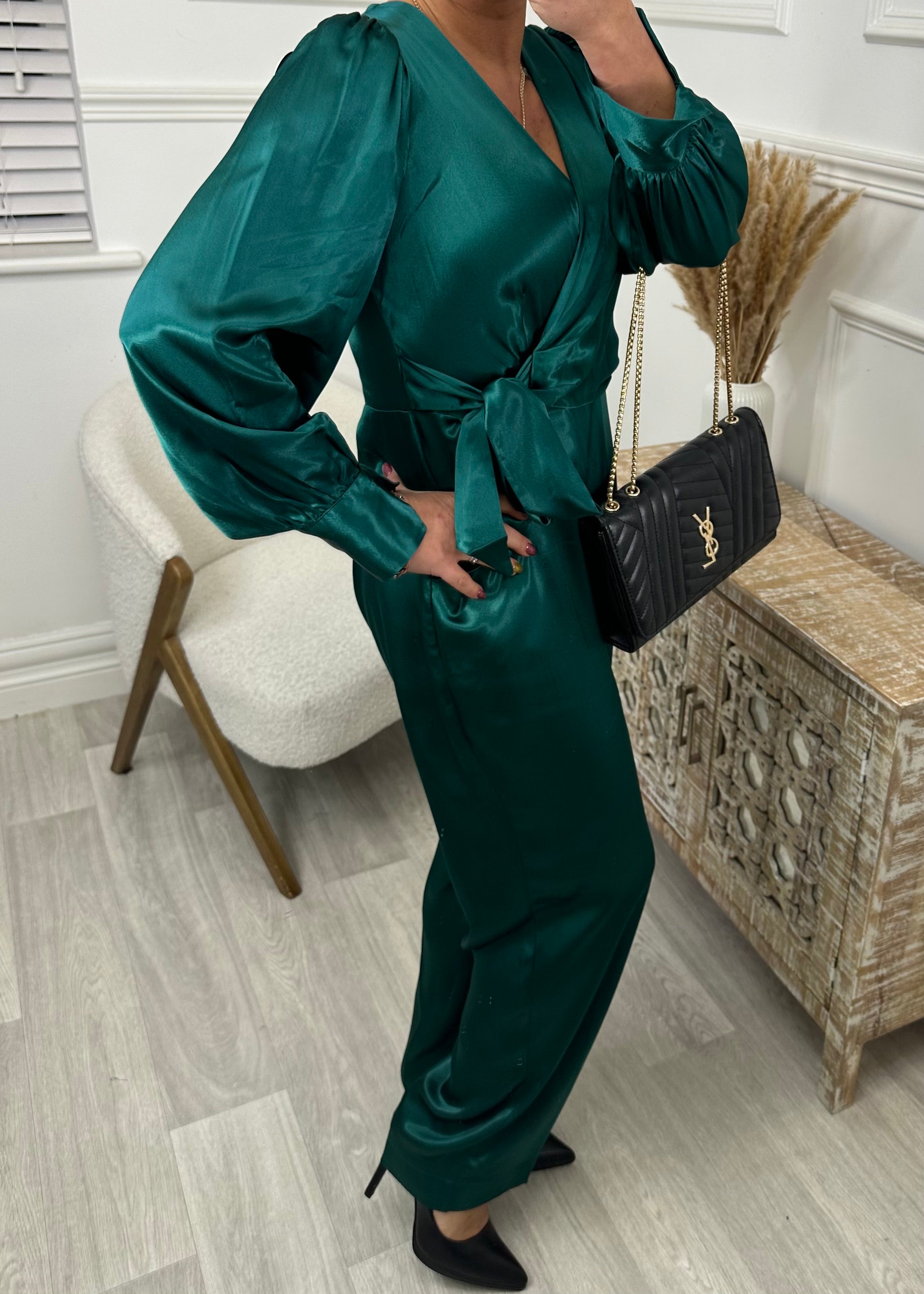 Toriana Teal Wrap Jumpsuit