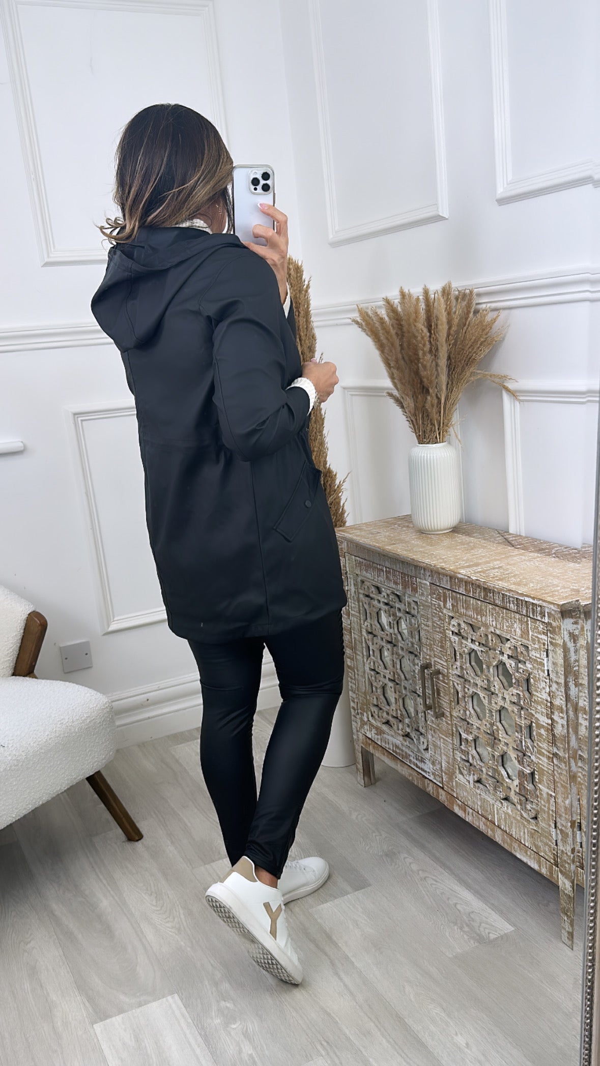 Malou Black Coated Rain Jacket
