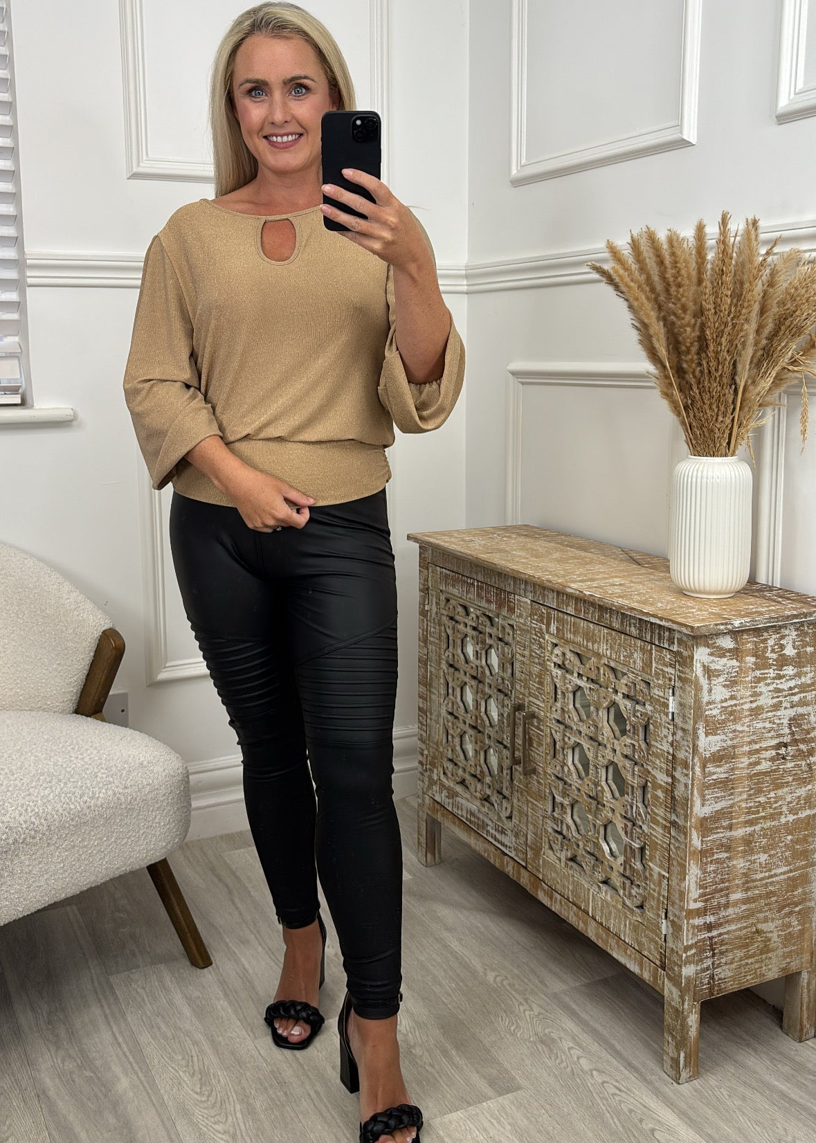 Attracta Gold Neck Cut Out Blouse