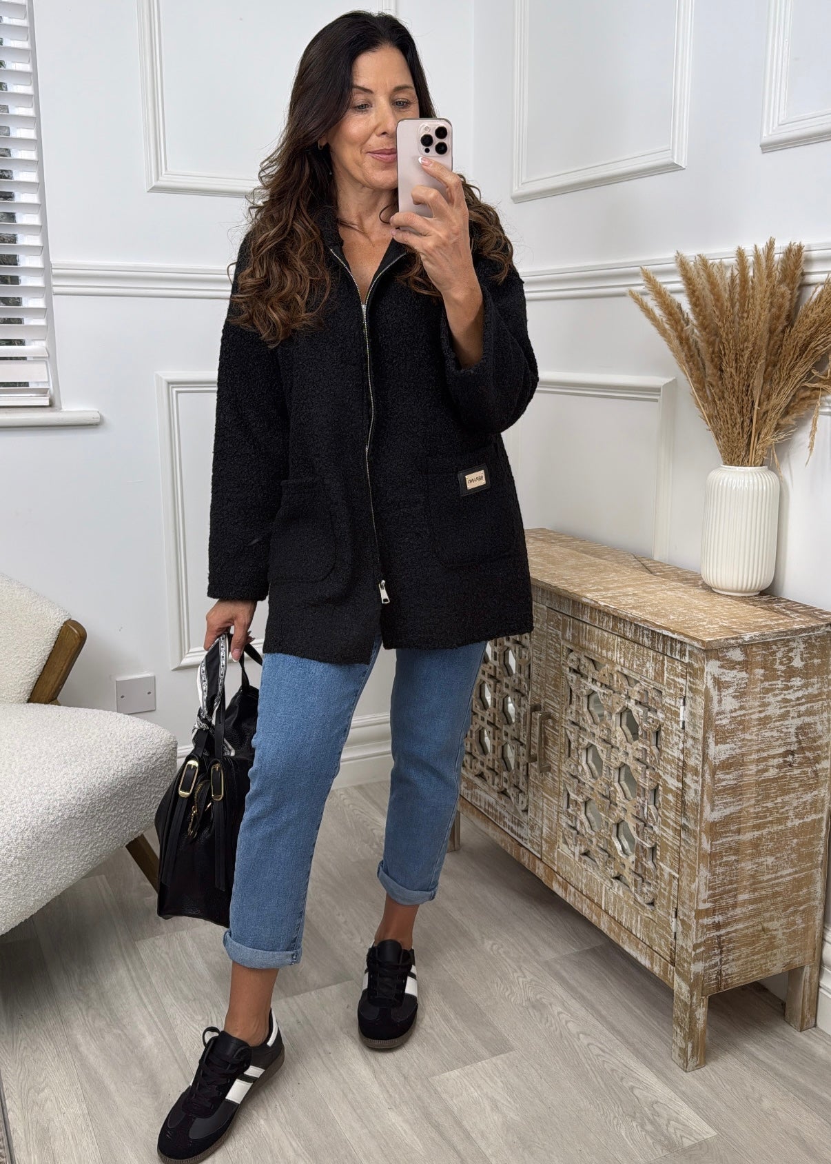 Kylie Black Hooded Coatigan