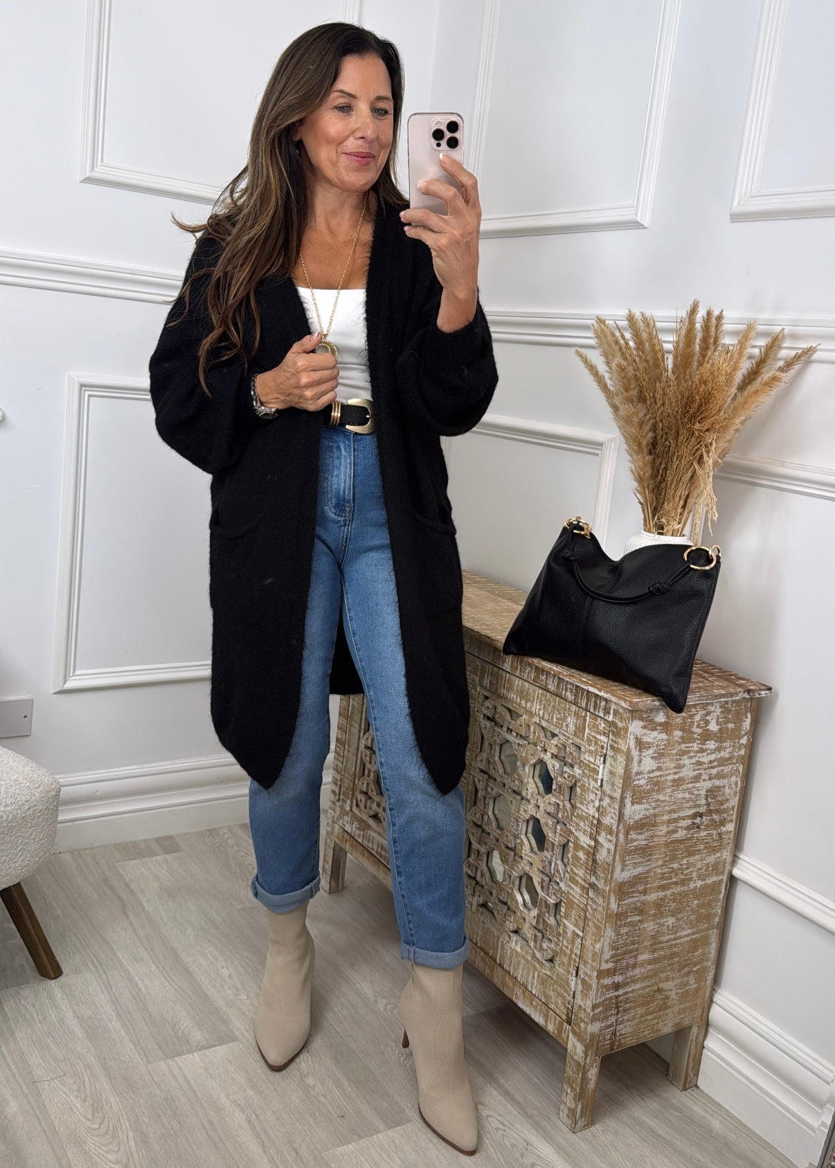 Payton Black Pocket Cardigan