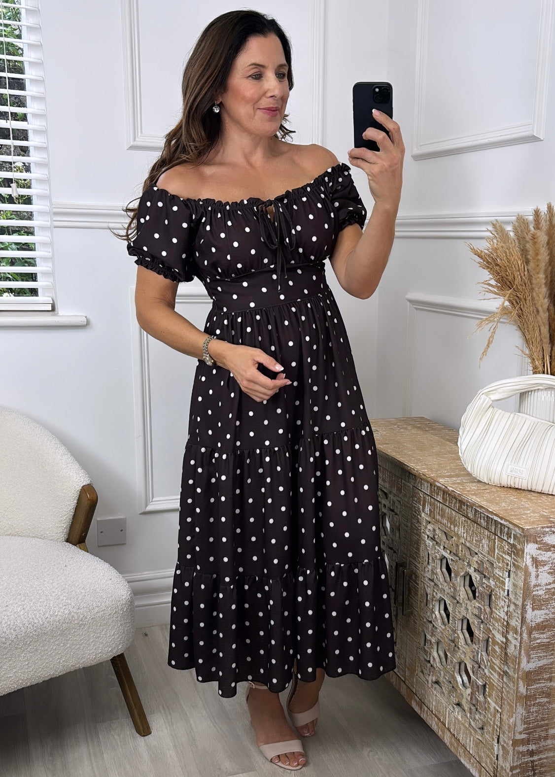 Ciaramai Brown Polka Dot Dress