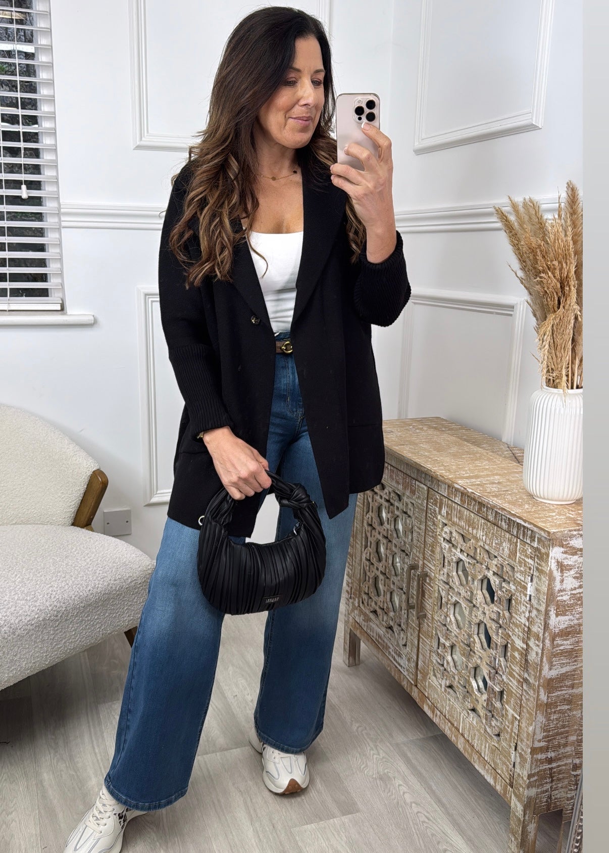 Madlena Black Knit Sleeve Coat