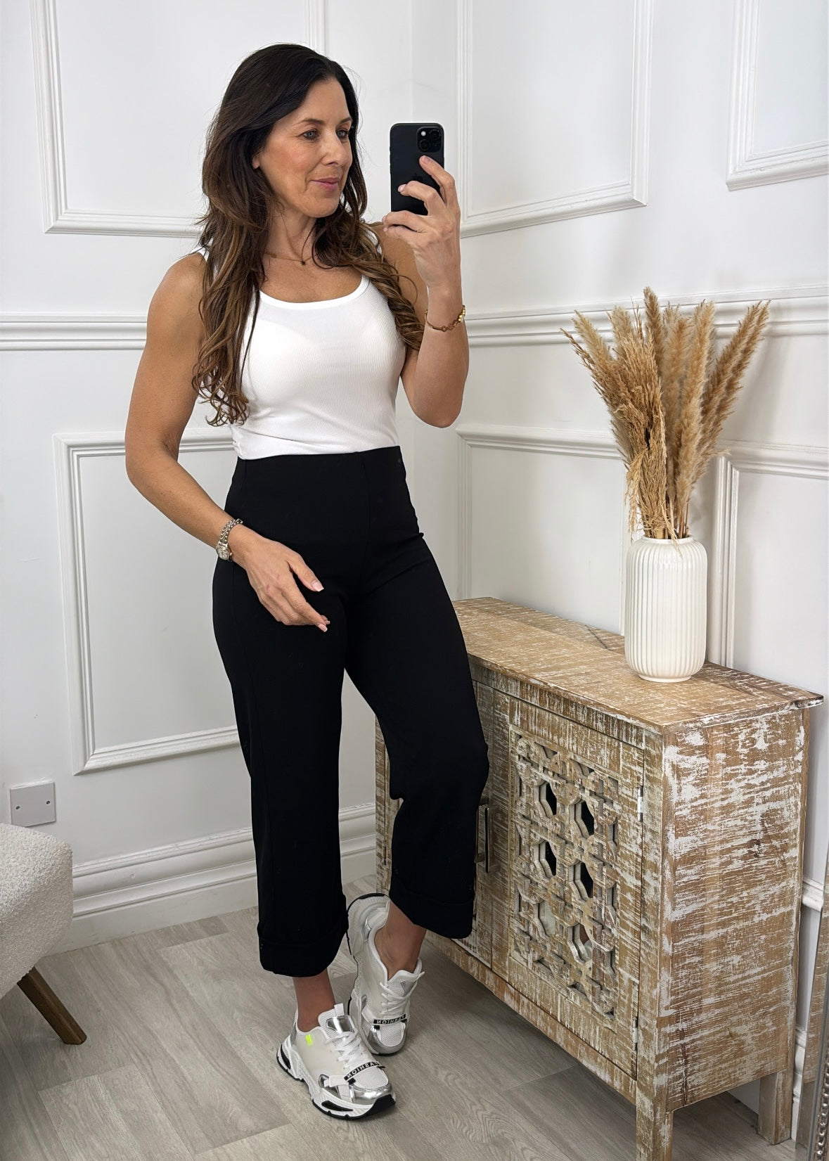 Novah Black Straight Leg Trousers