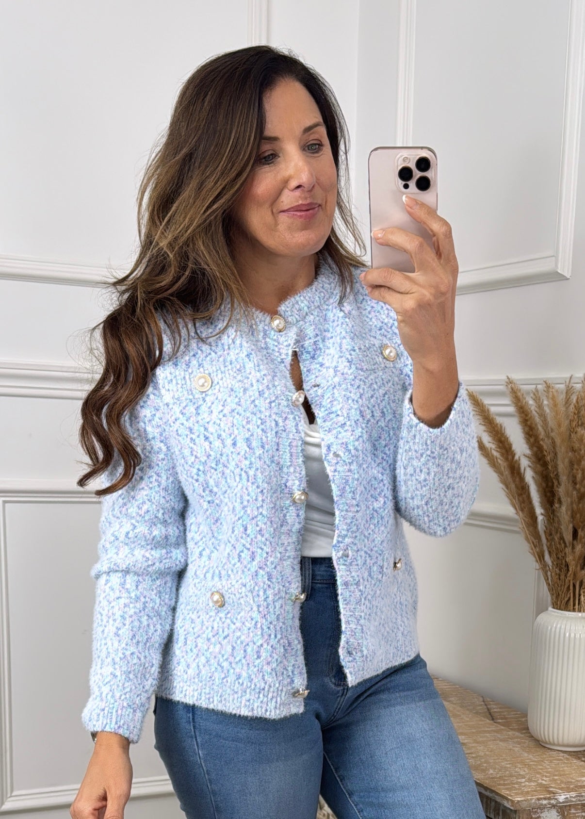 Kaia Blue Button Cardigan