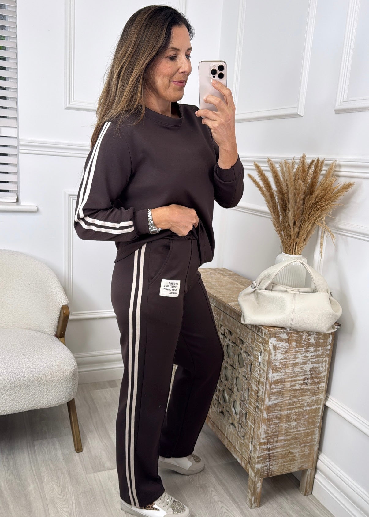 Joanie Brown Stripe Sleeve Tracksuit