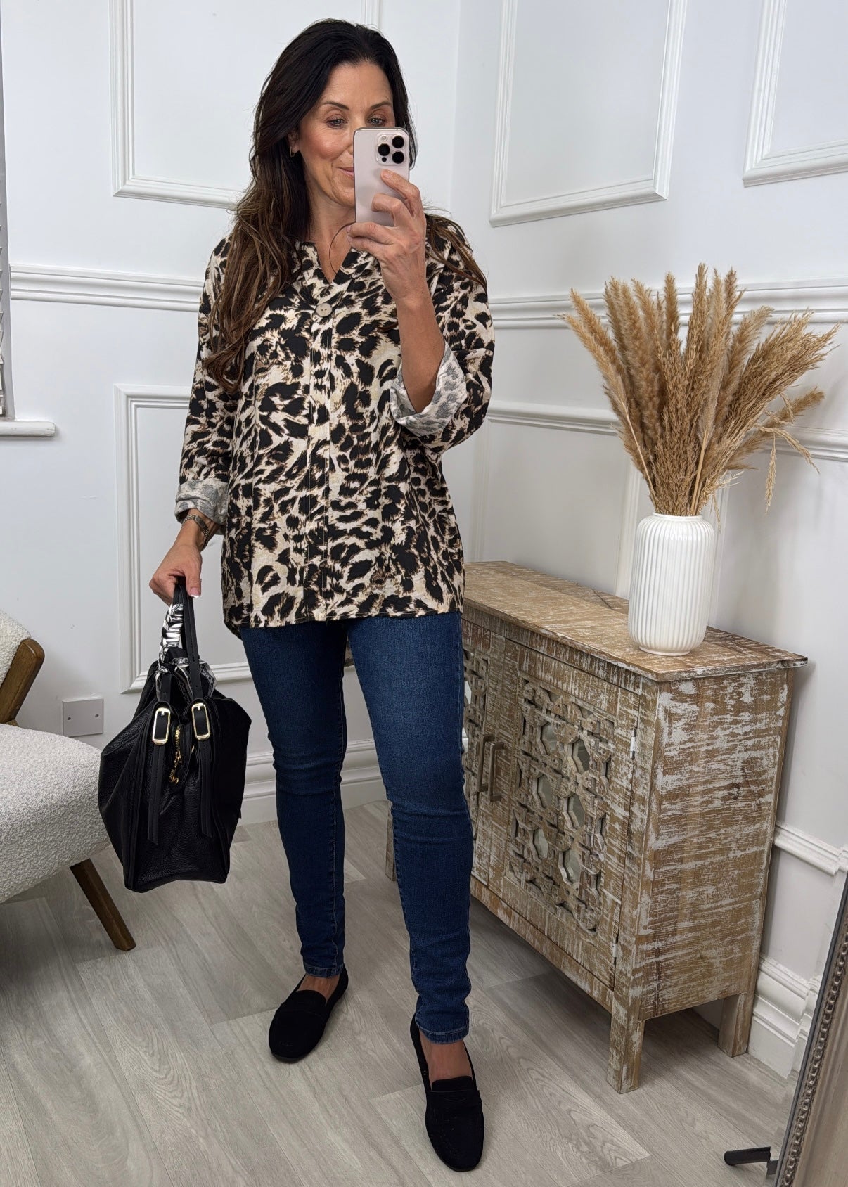 Maredith Beige Leopard Print Top