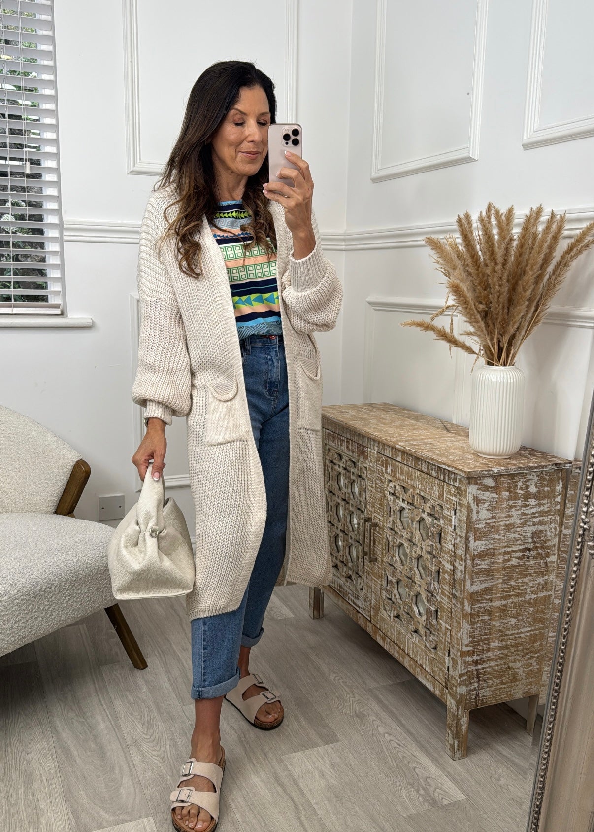 Margaret Beige Longline Cardigan