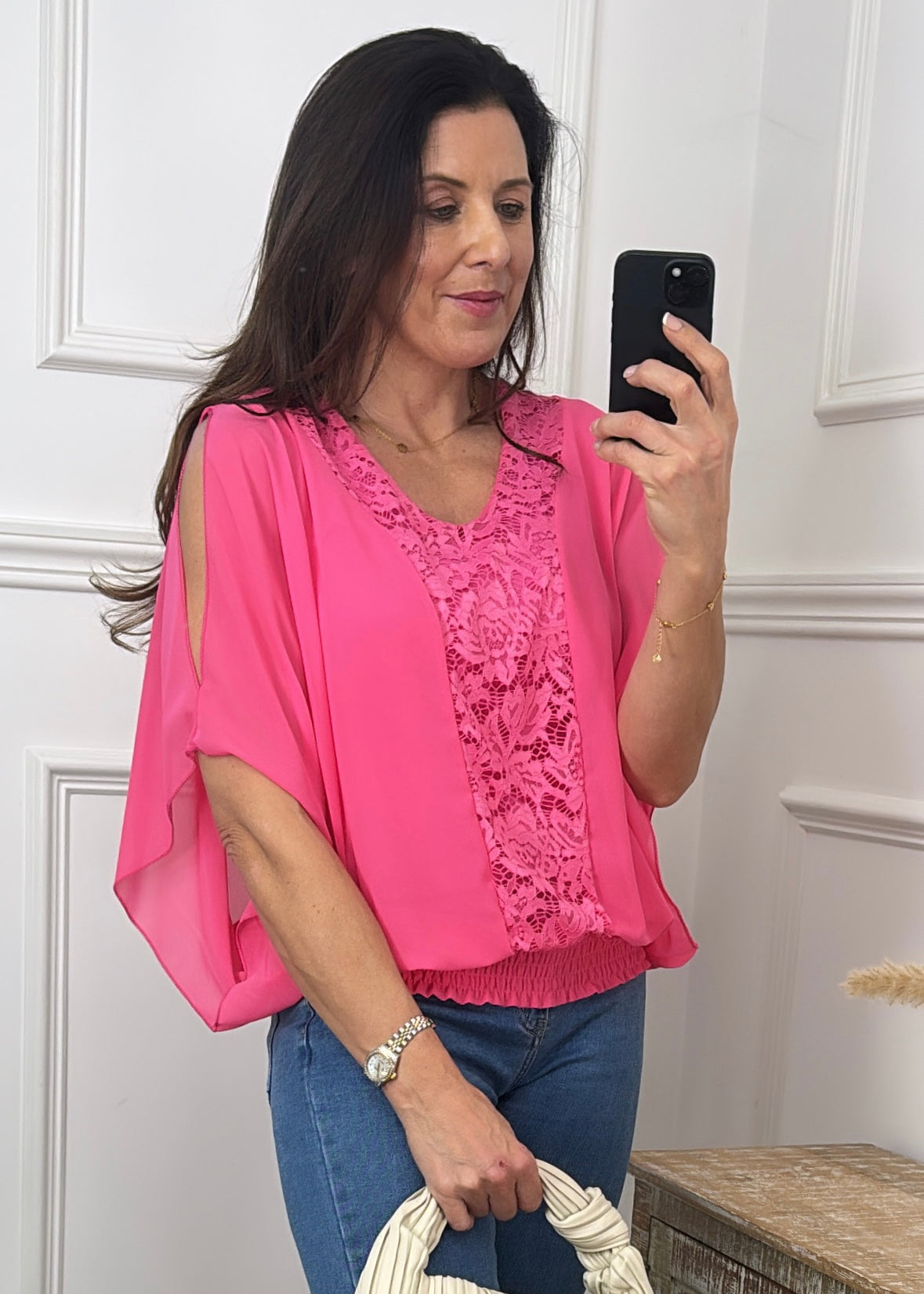 Norella Pink Lace Detail Top