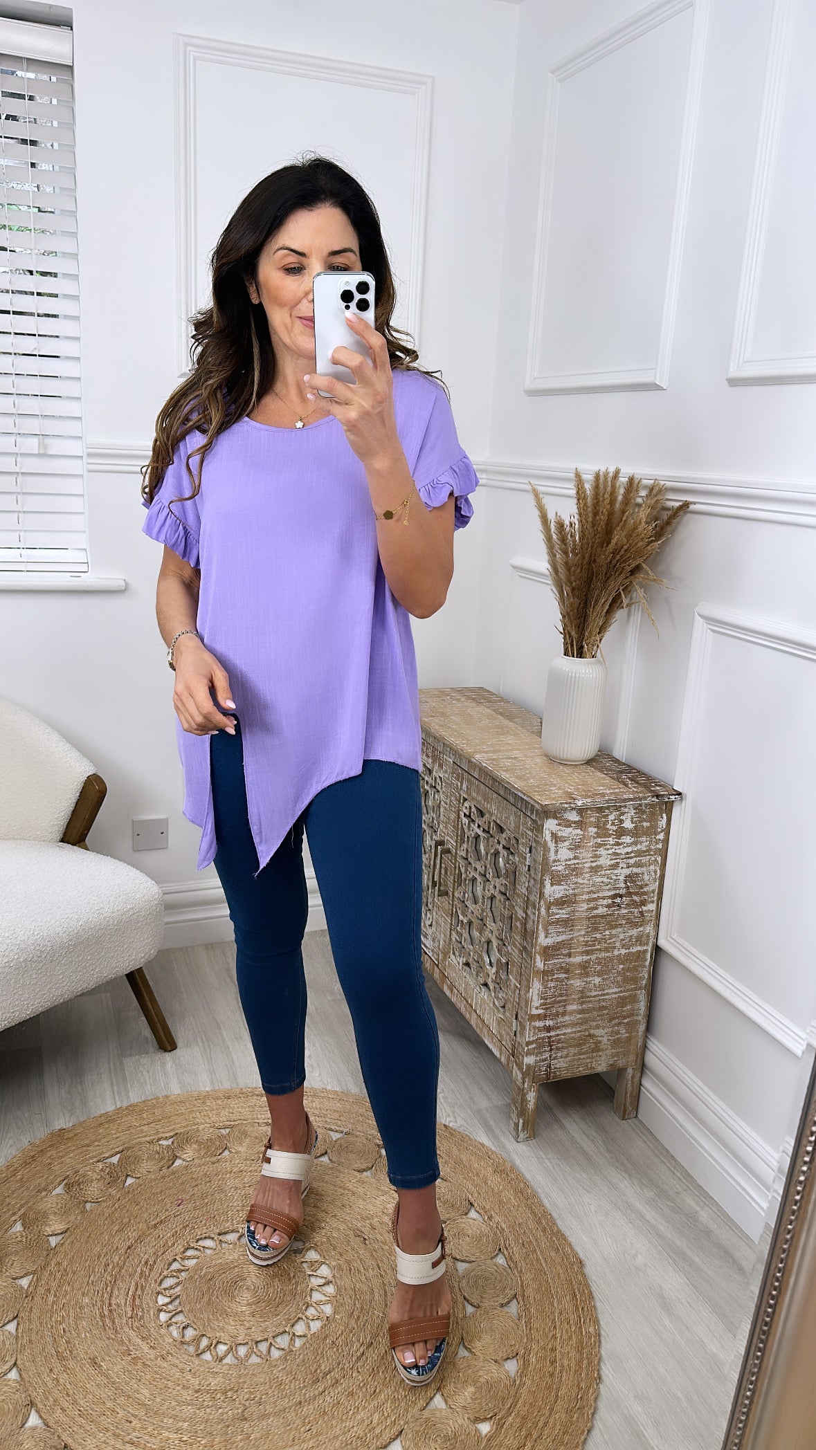 Ingrid Lilac Frill Sleeve Top
