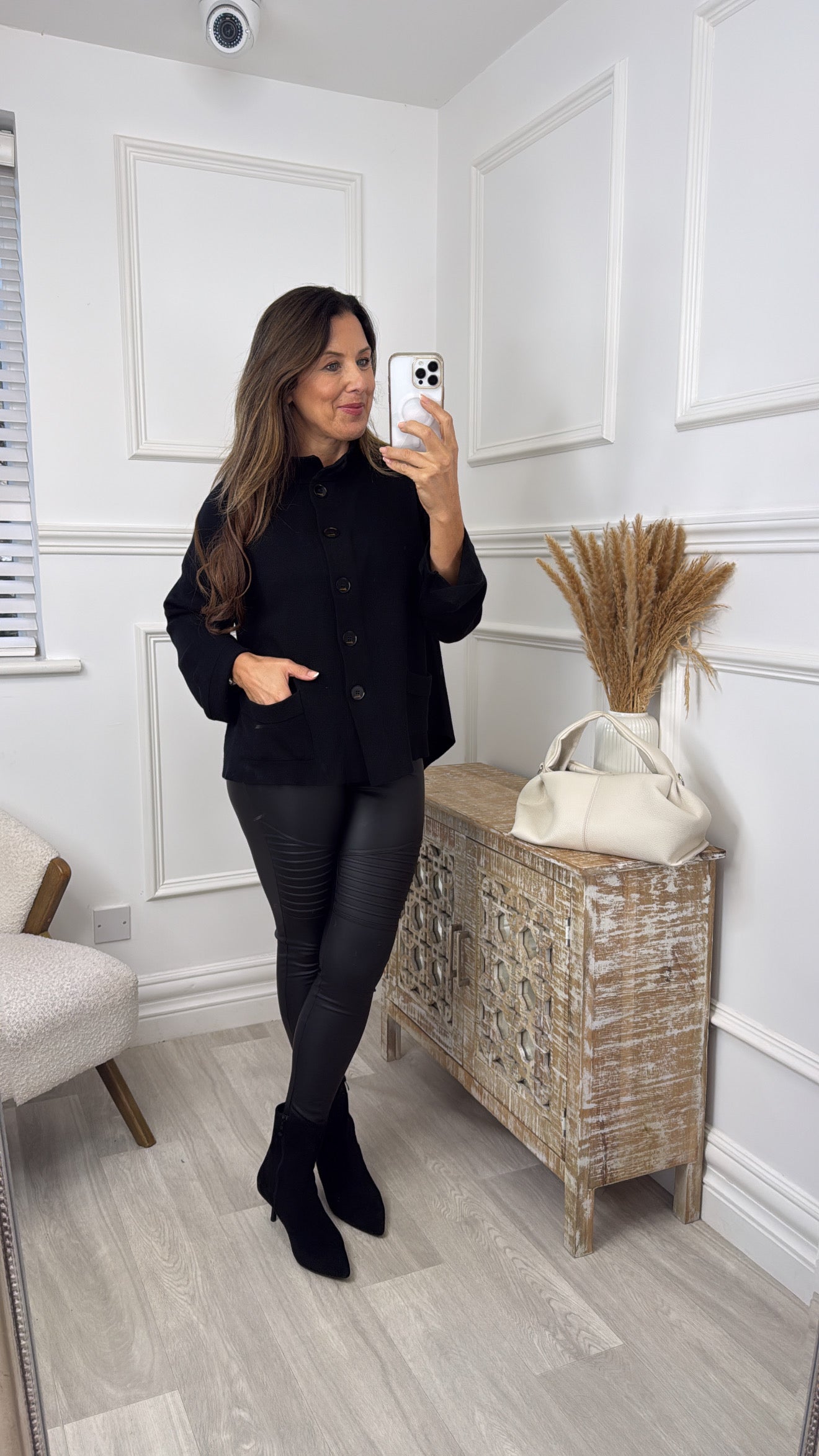 Junie Black Dip Back Cardigan