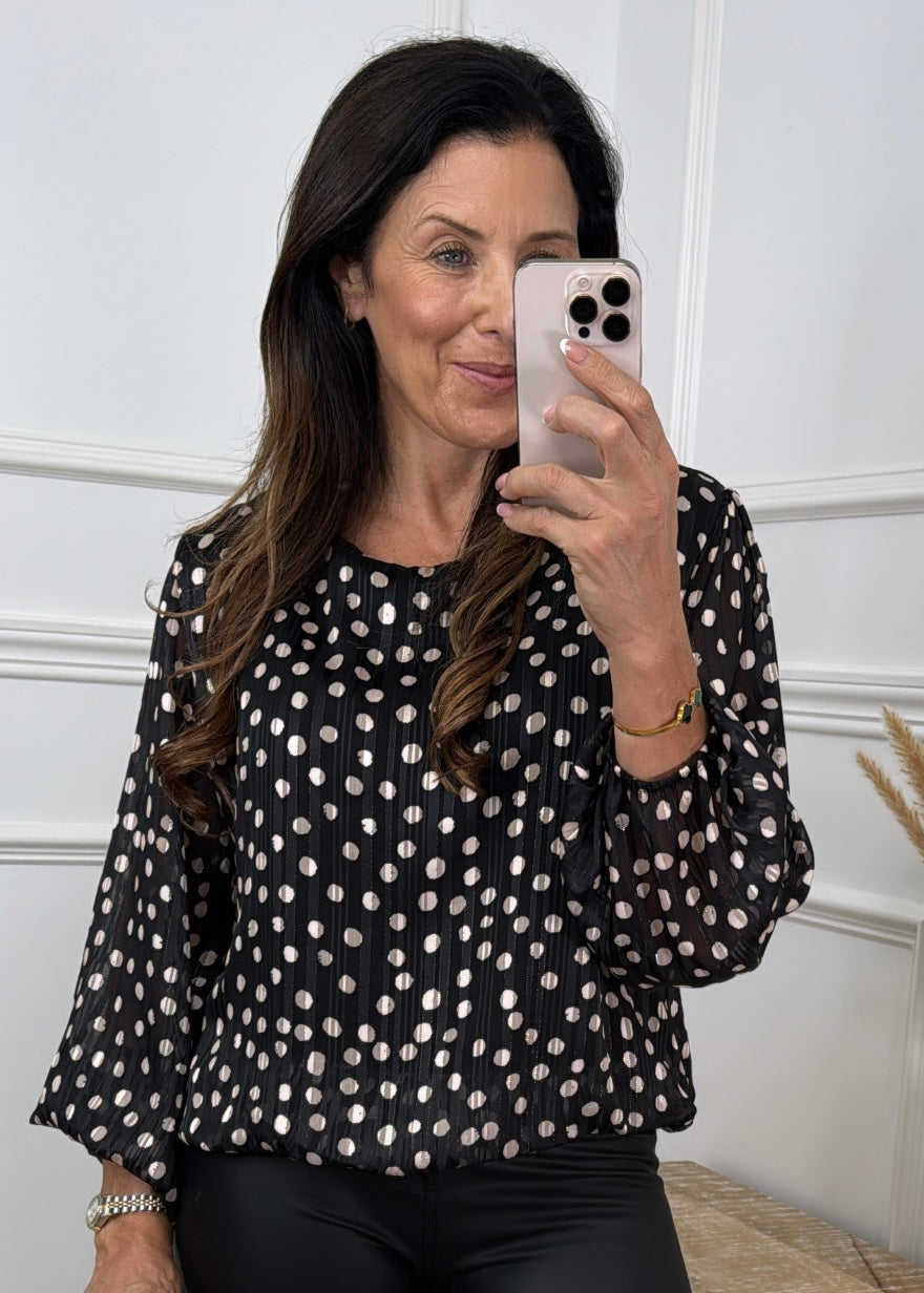 Venice Black Polka Dot Blouse