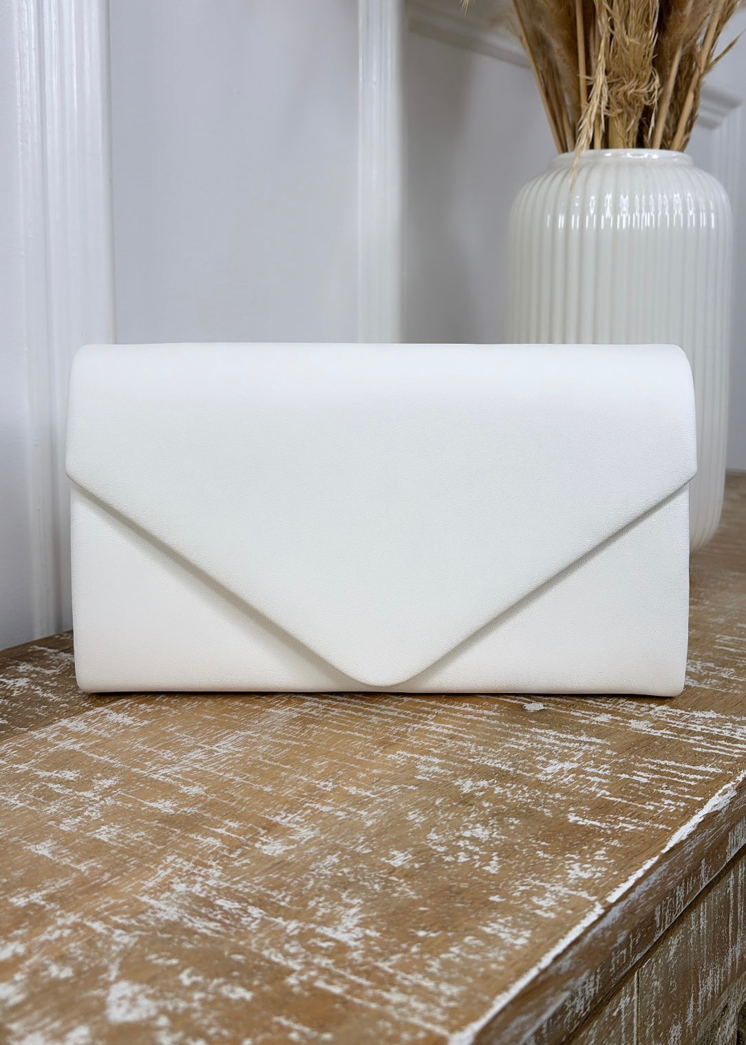 Myrtle White Envelope Clutch