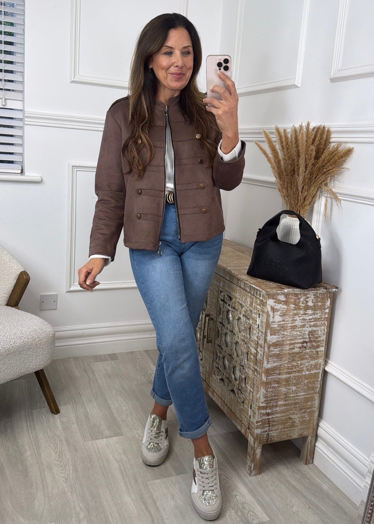 Laney Brown Military Button Jacket