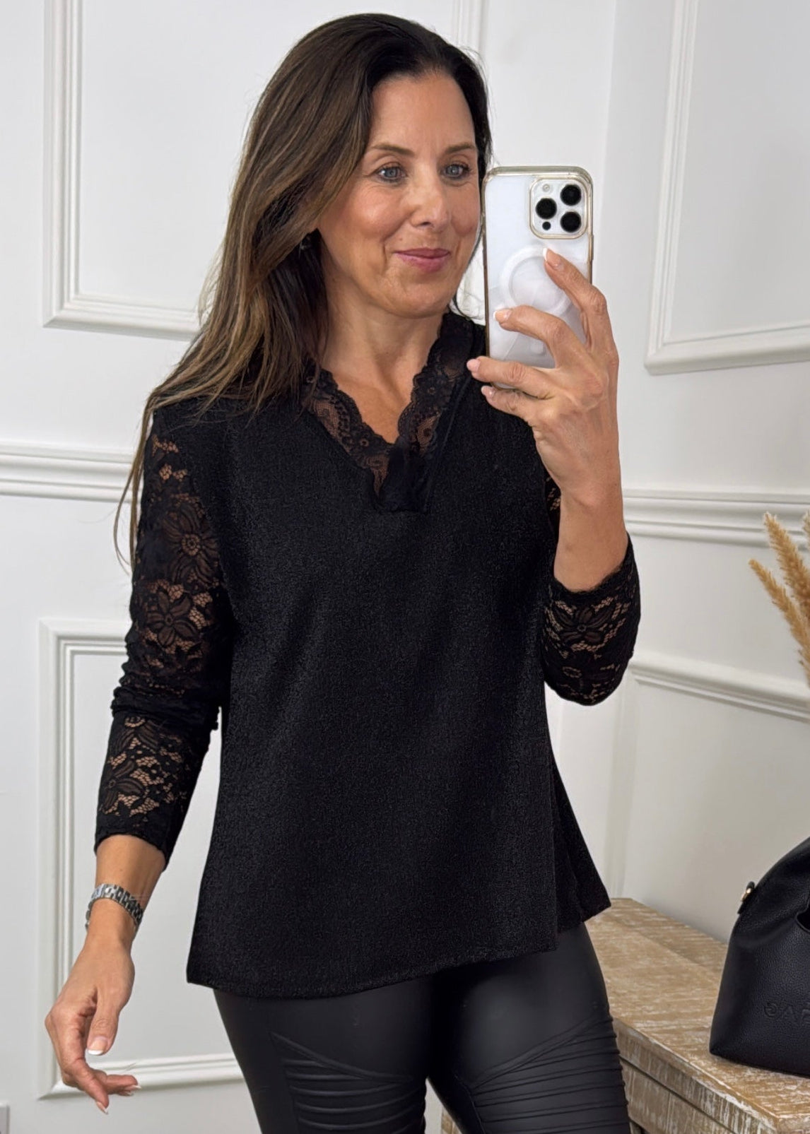 Jennie Black Lace Sleeved Top