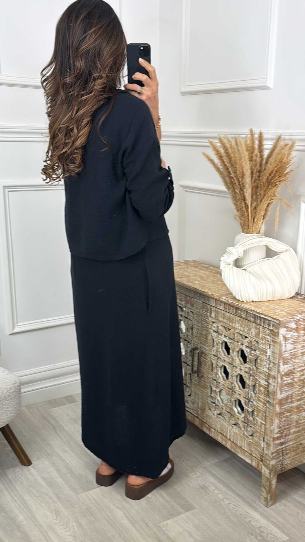 Steph Black Overlay Top Midi Dress