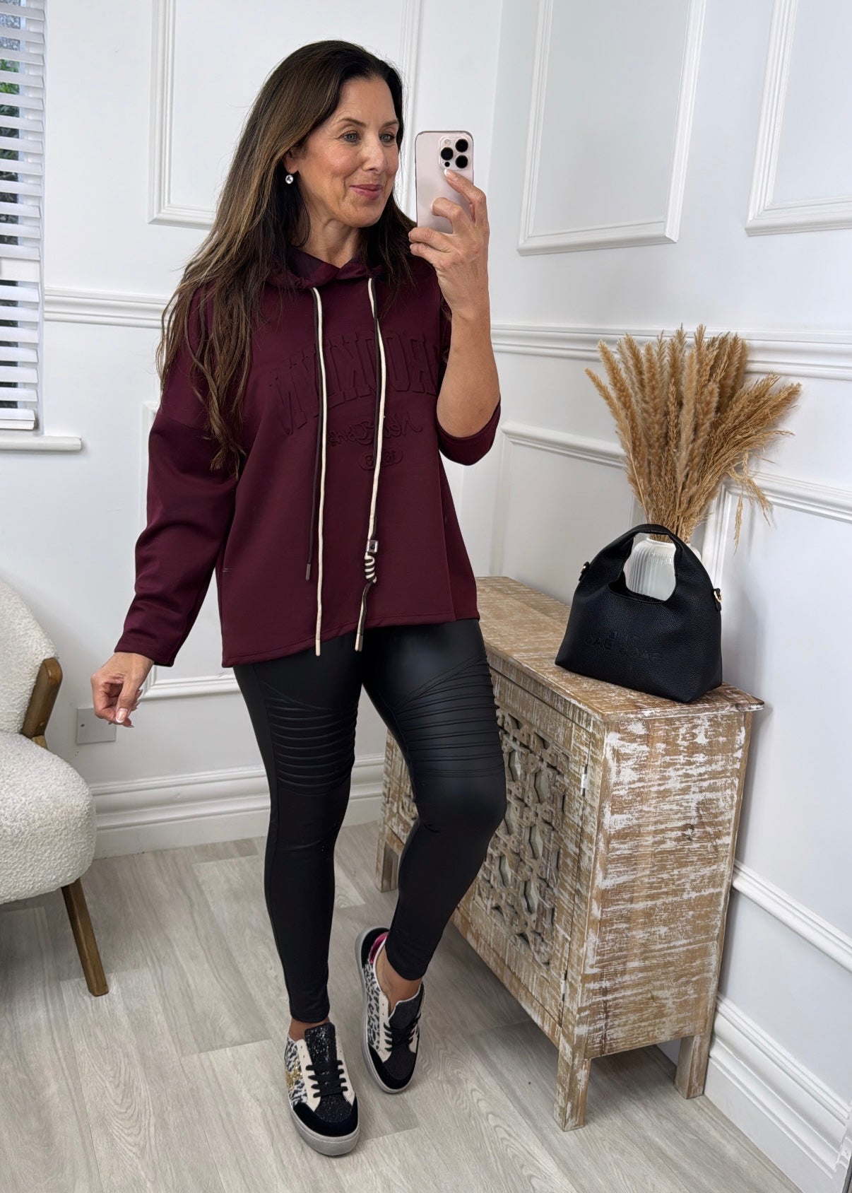 Jules Wine Embossed Hoodie